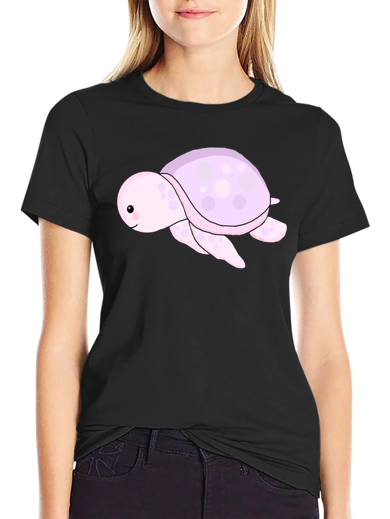 Cute Turtle Graphic Tee - Black Unisex T-Shirt