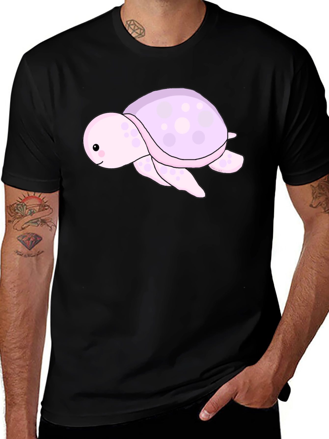 Cute Turtle Graphic Tee - Black Unisex T-Shirt