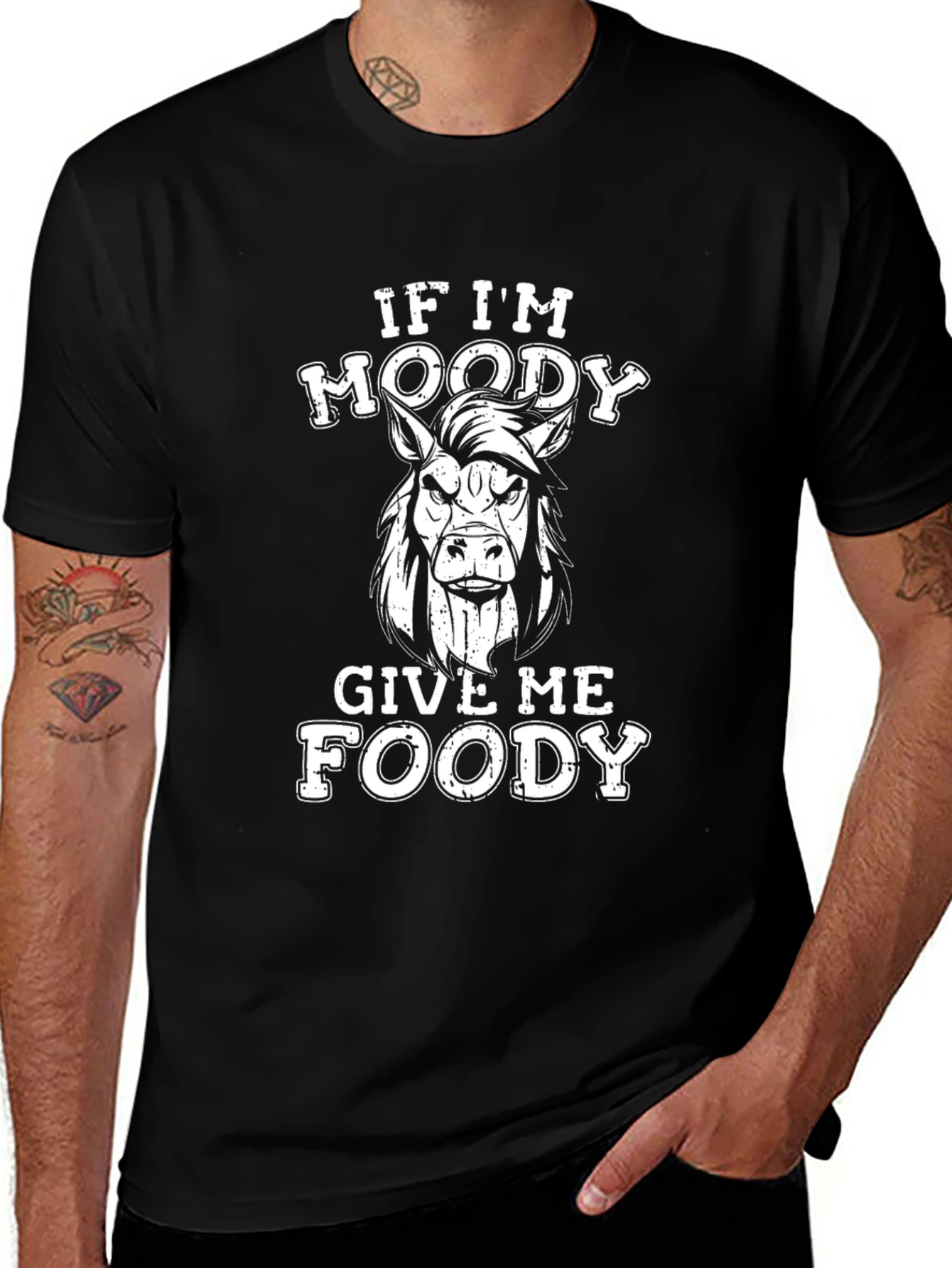 Moody Horse Graphic T-Shirt - Funny Foodie Tee