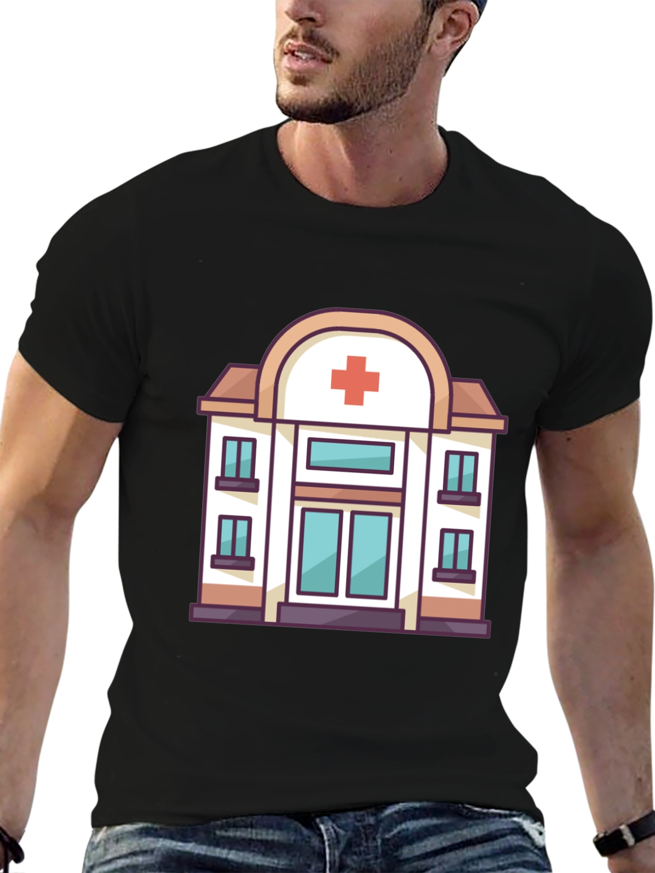 Hospital Graphic Tee - Black Cotton T-Shirt