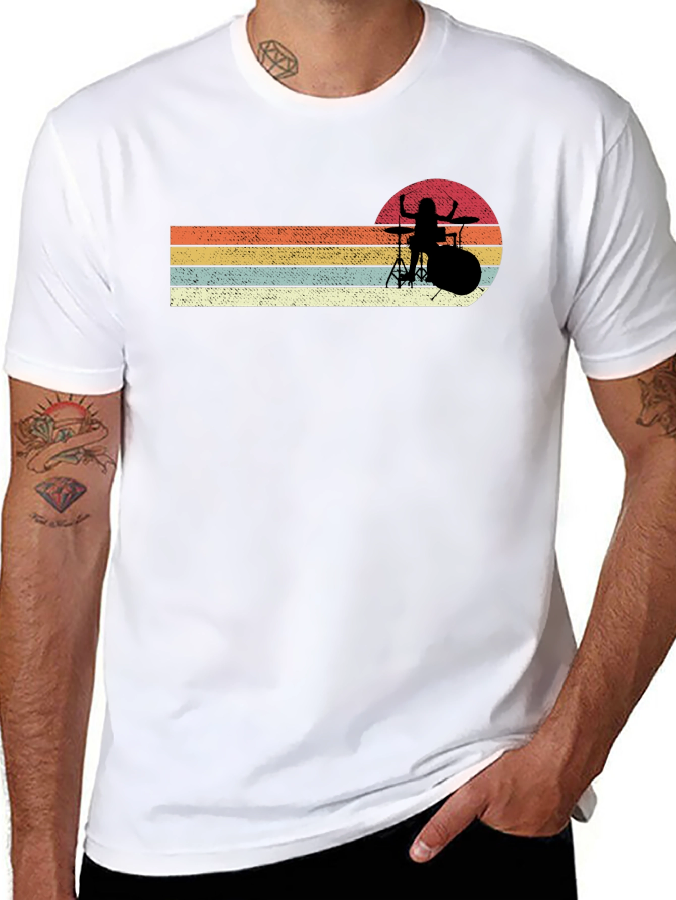 Retro Drummer Silhouette T-Shirt
