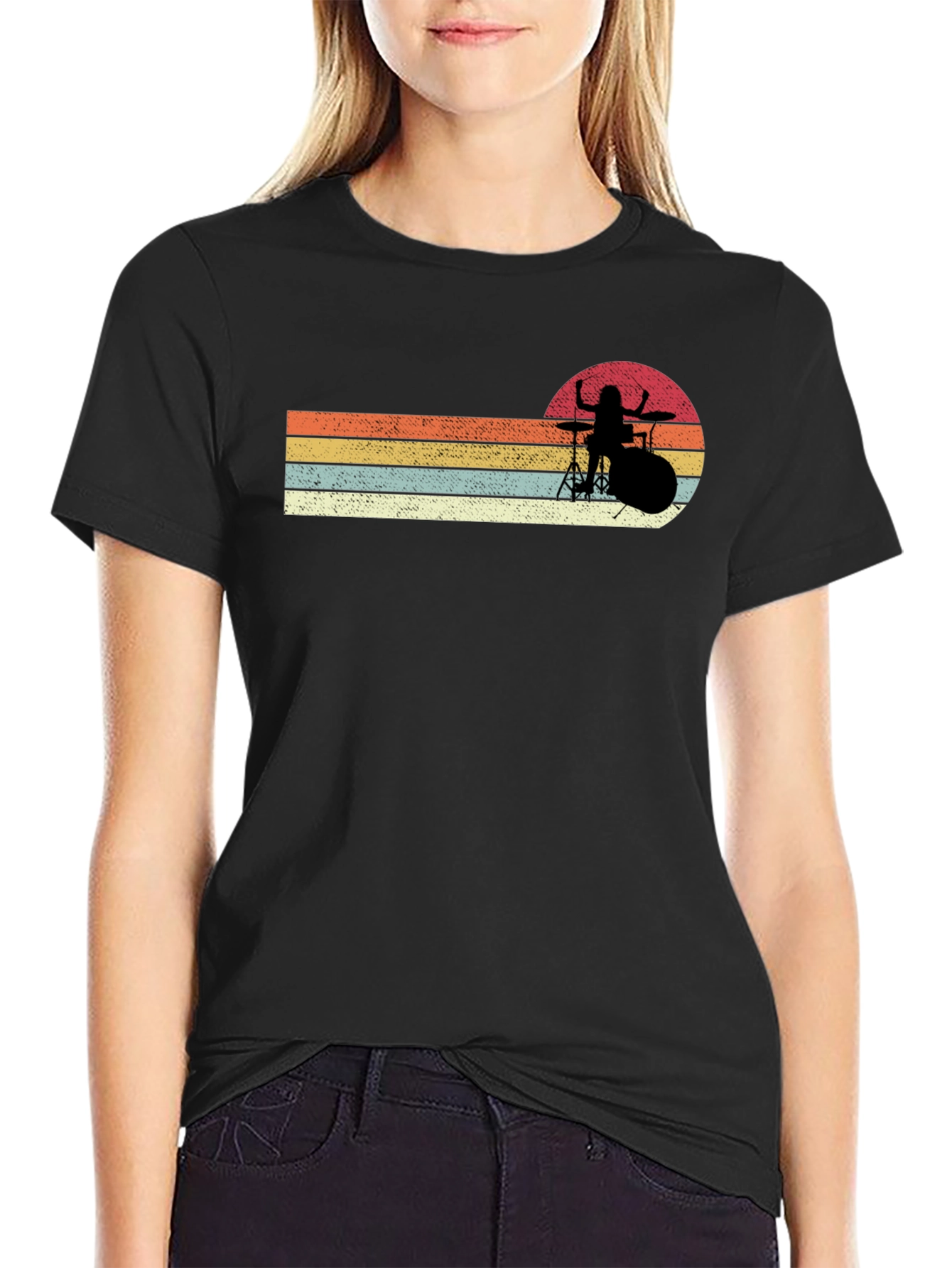 Retro Drummer Silhouette T-Shirt