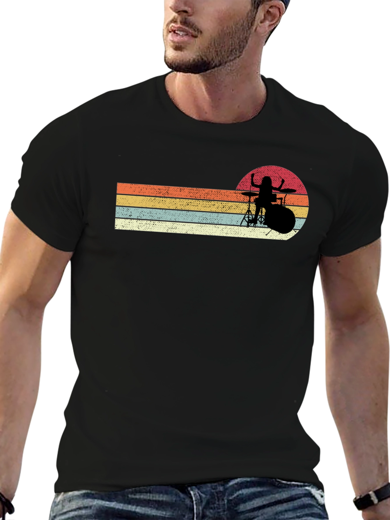 Retro Drummer Silhouette T-Shirt