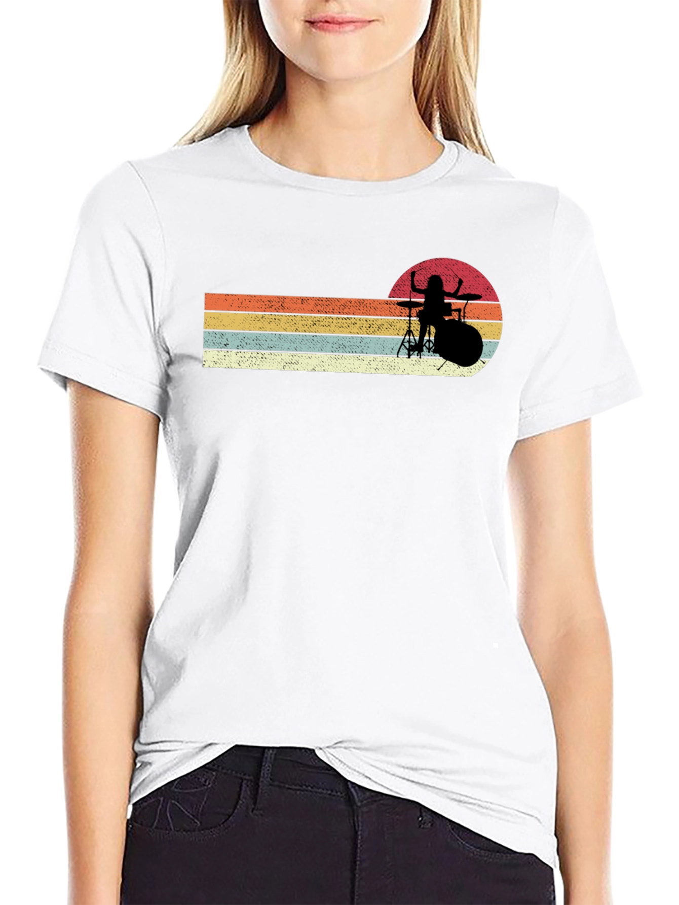 Retro Drummer Silhouette T-Shirt