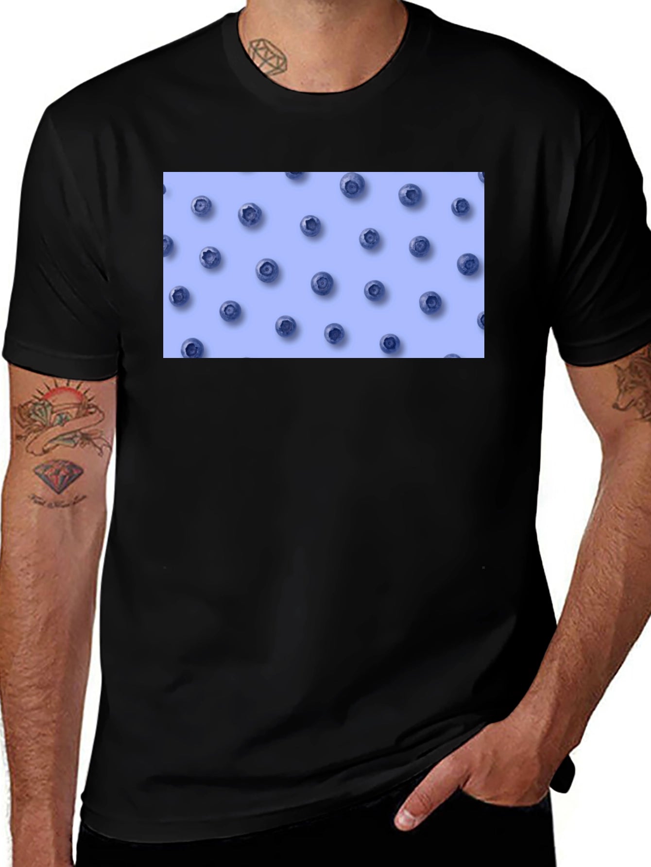 Blueberry Pattern Tee - Casual Comfort