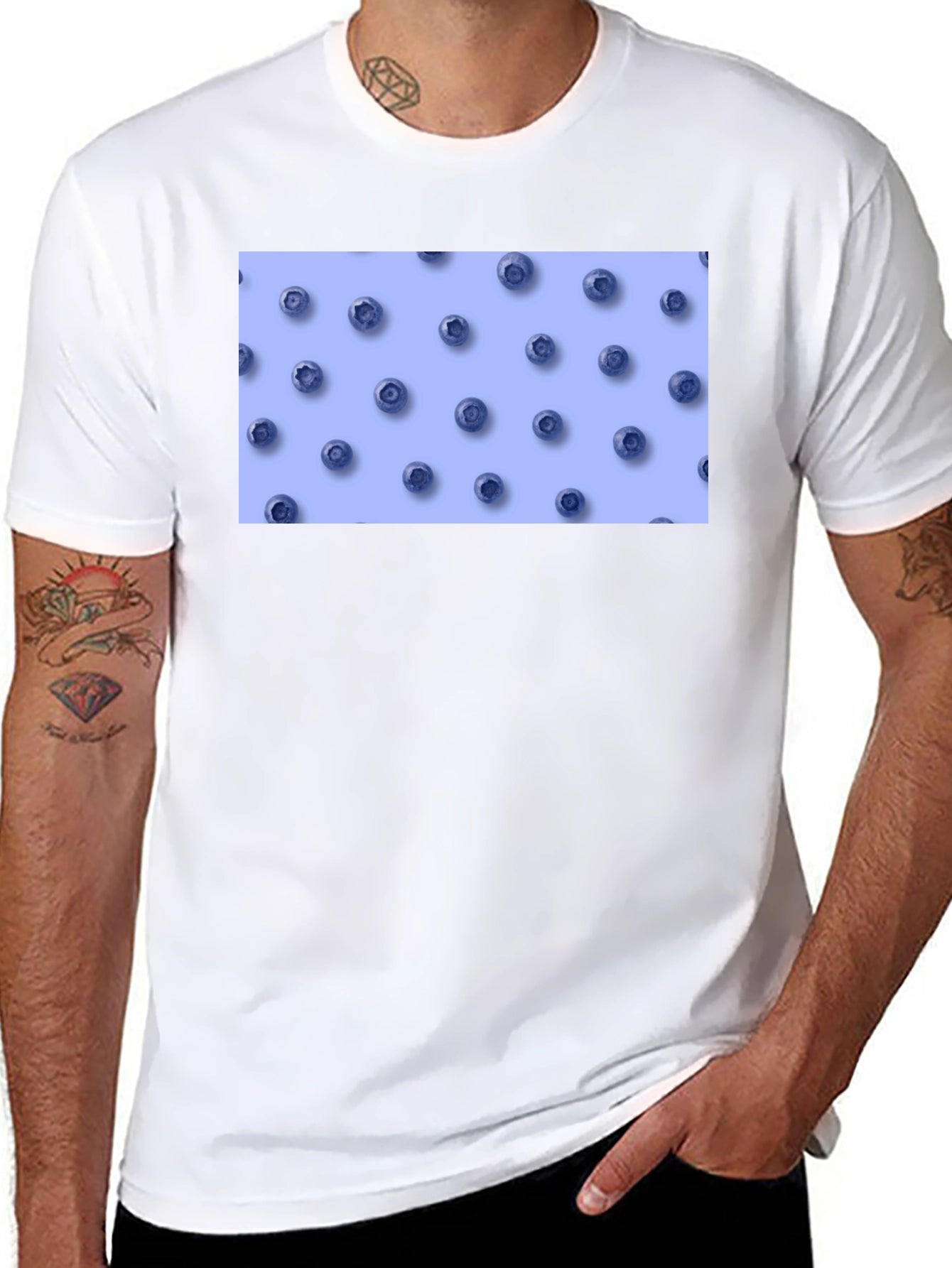 Blueberry Pattern Tee - Casual Comfort