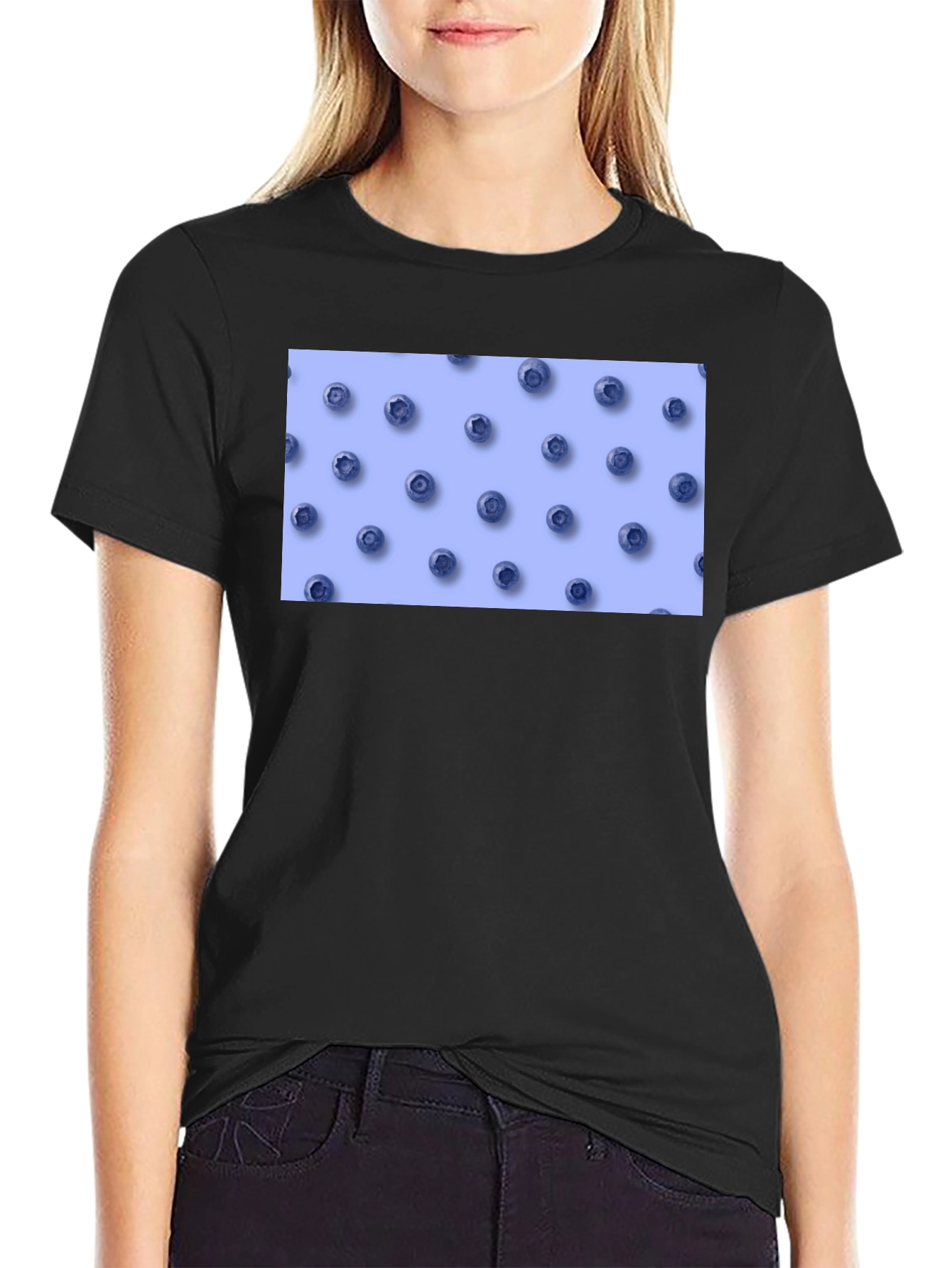 Blueberry Pattern Tee - Casual Comfort