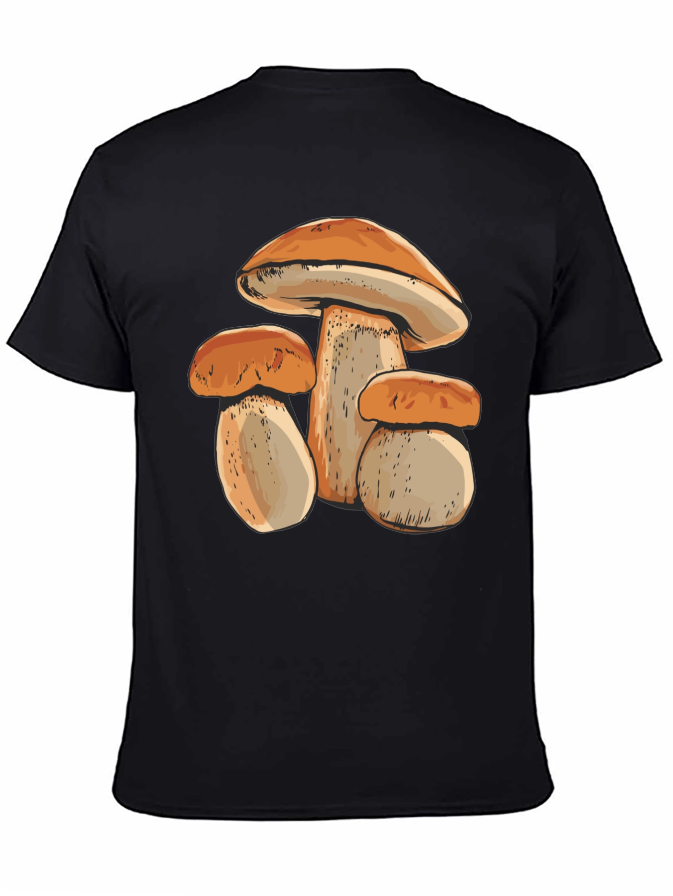 Mushroom Print Black T-Shirt