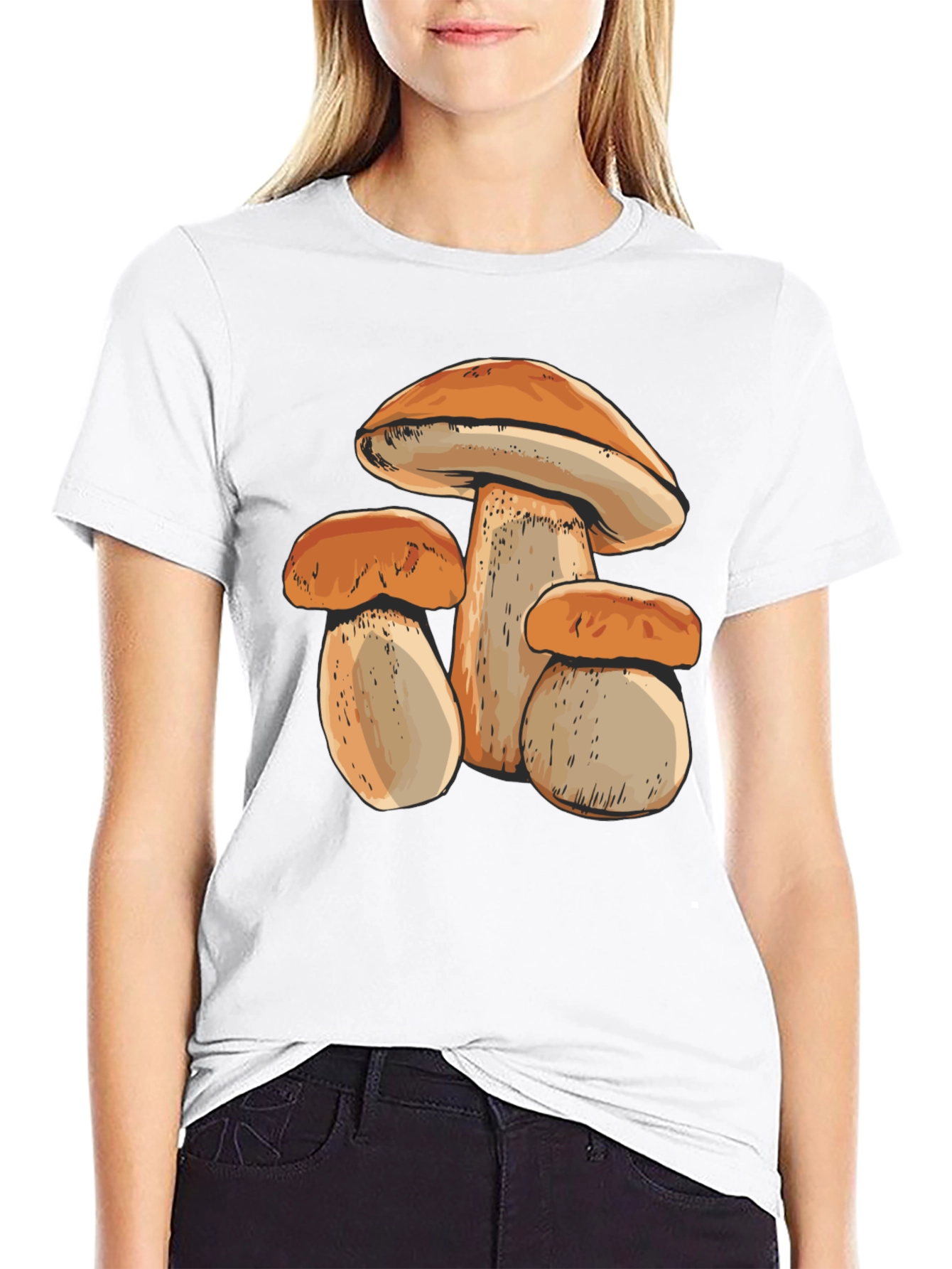 Mushroom Print Black T-Shirt
