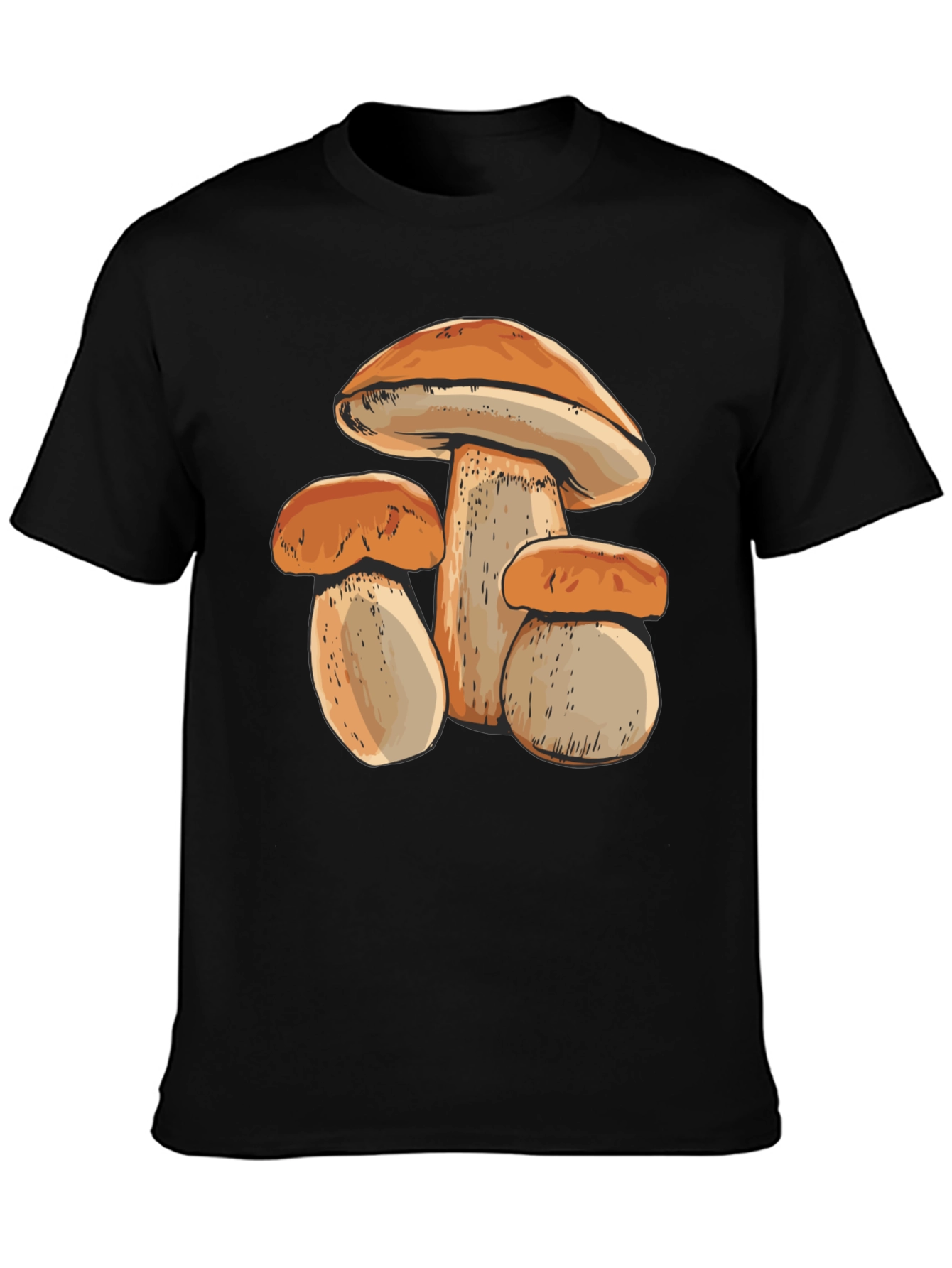 Mushroom Print Black T-Shirt