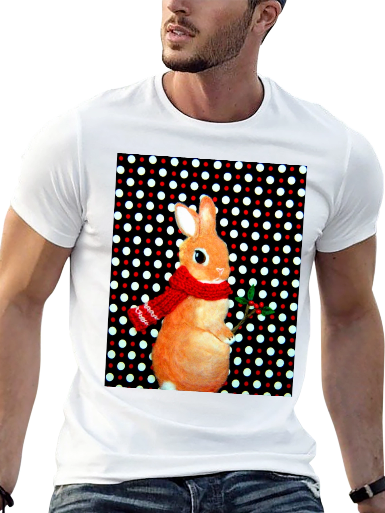 Festive Rabbit Graphic Tee - Holiday Edition
