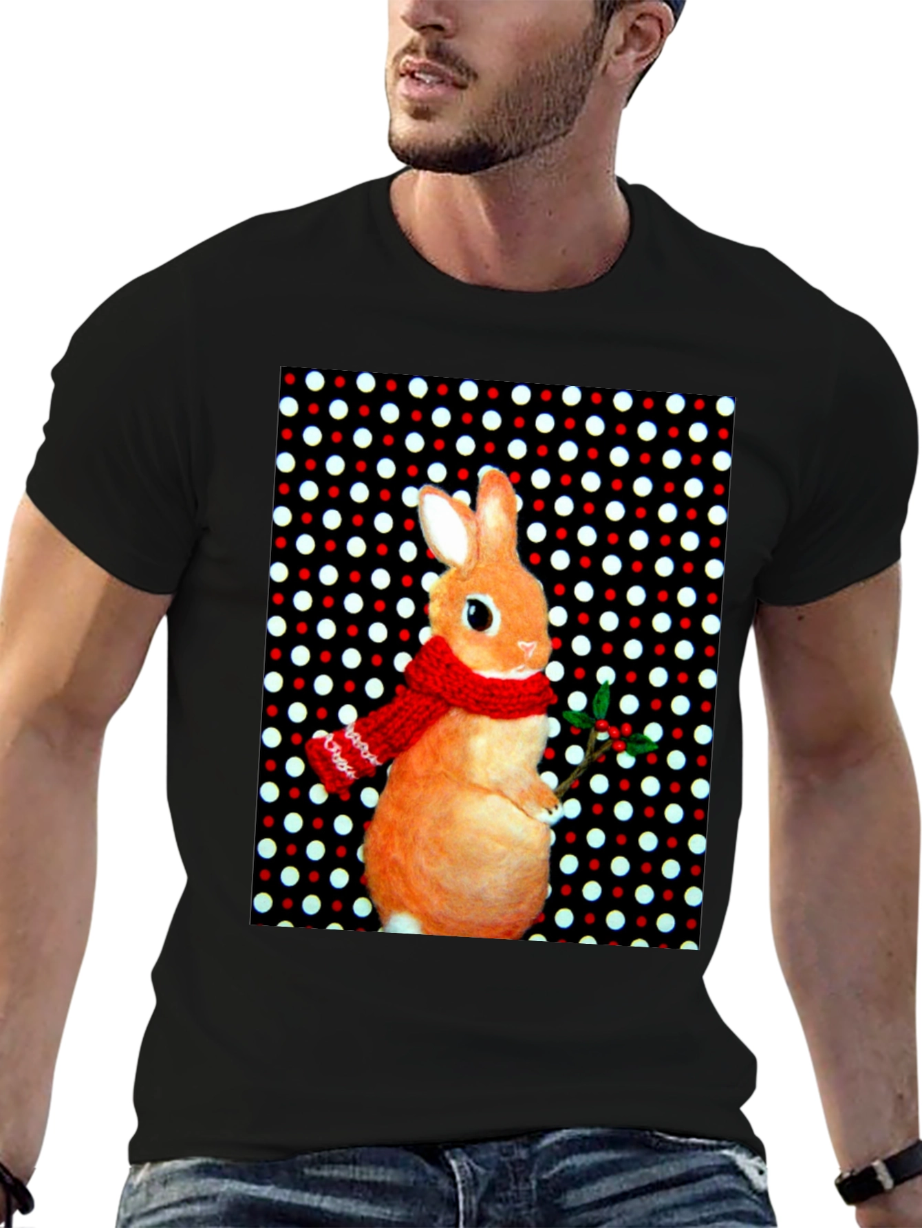 Festive Rabbit Graphic Tee - Holiday Edition