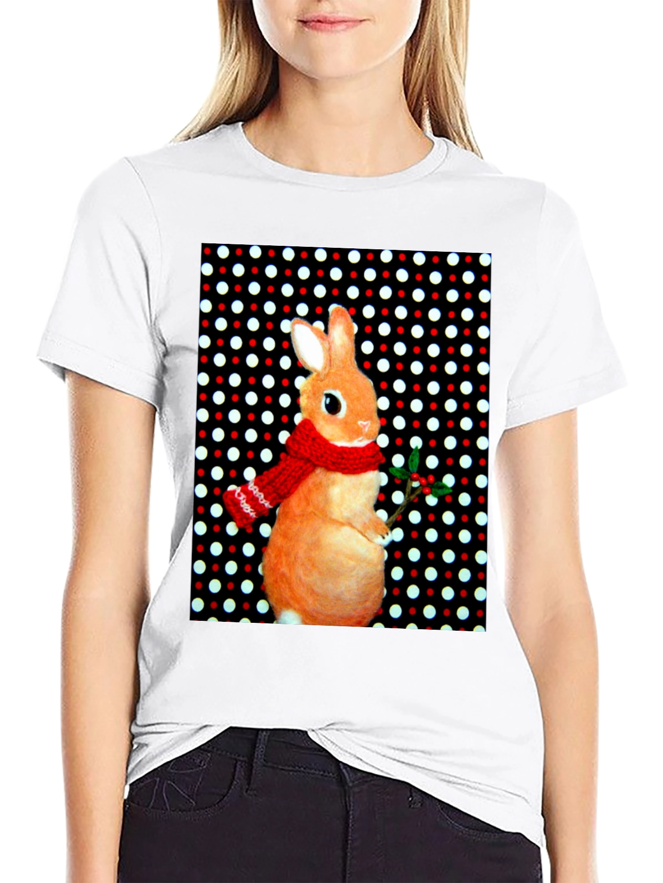 Festive Rabbit Graphic Tee - Holiday Edition