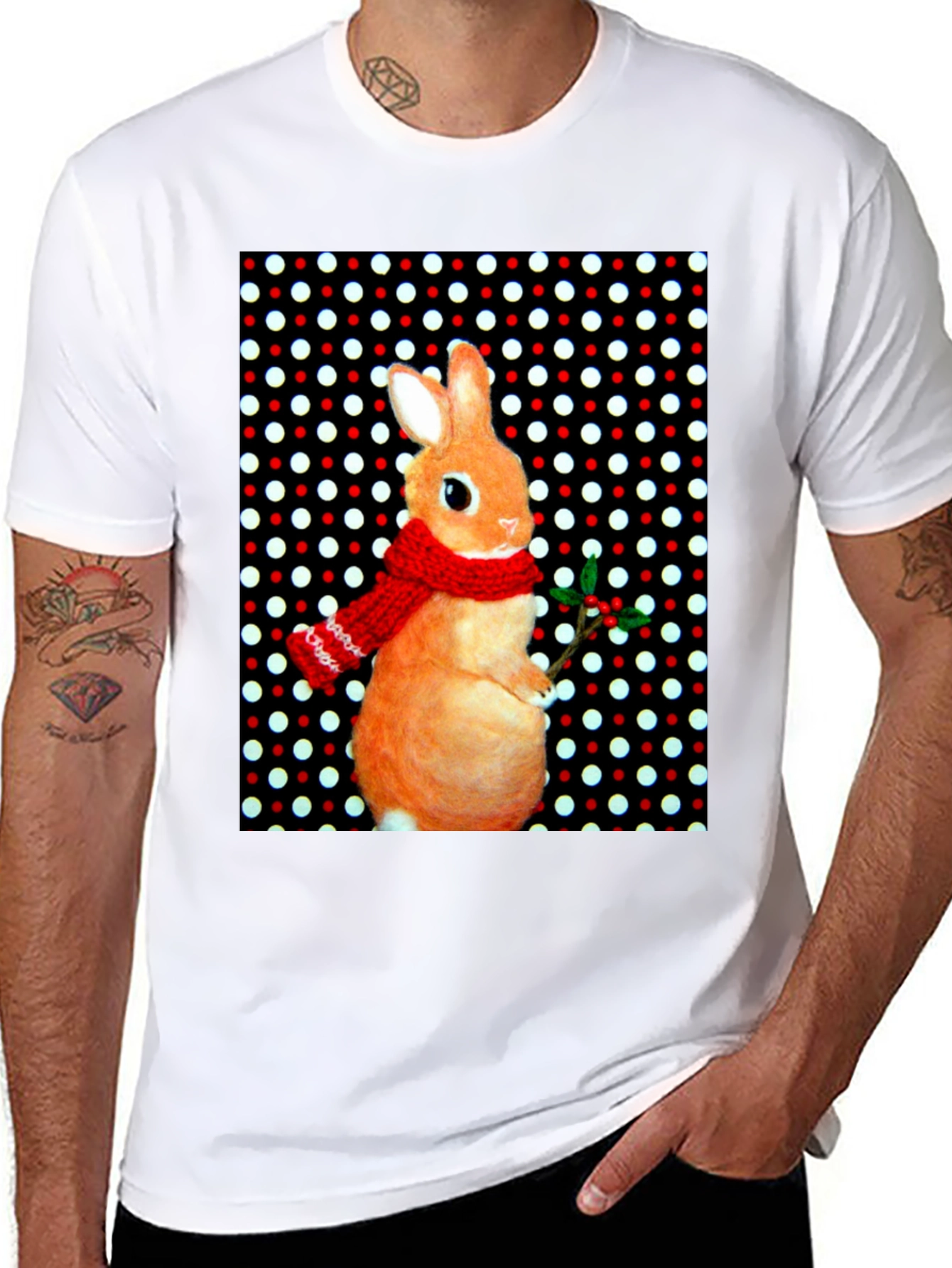 Festive Rabbit Graphic Tee - Holiday Edition