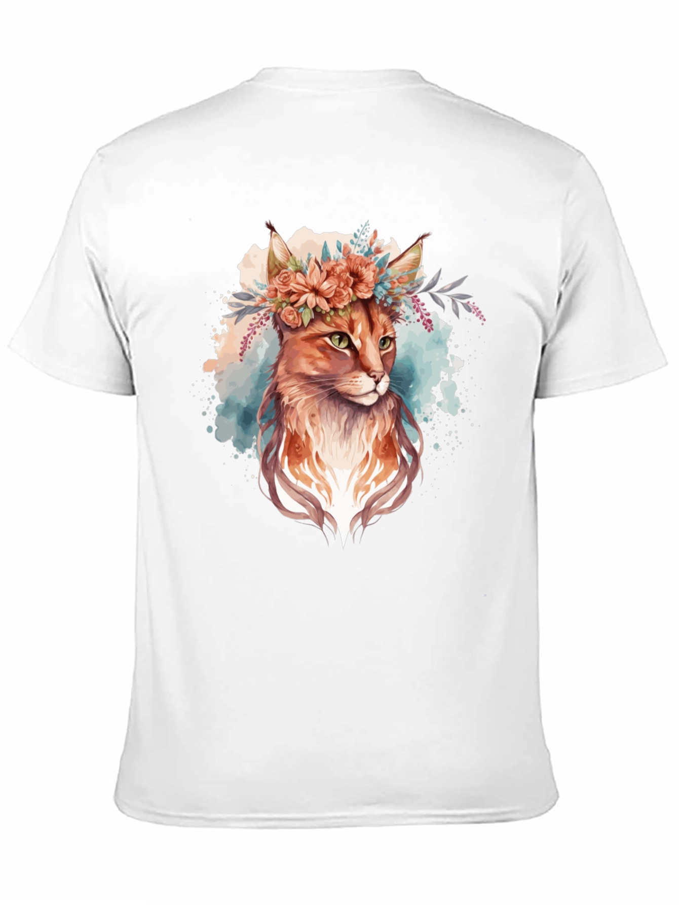 Floral Cat Graphic Black Tee