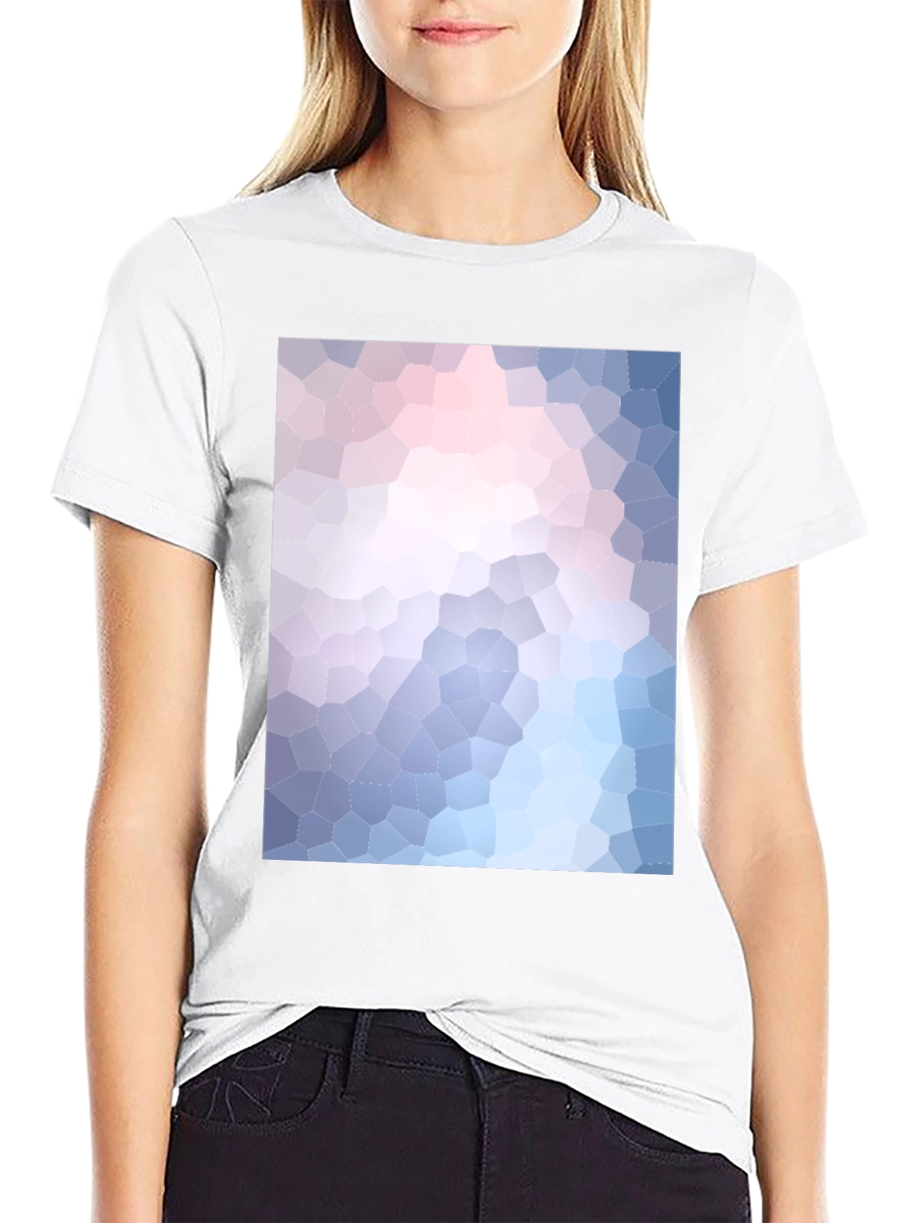 Abstract Mosaic Print Black T-Shirt