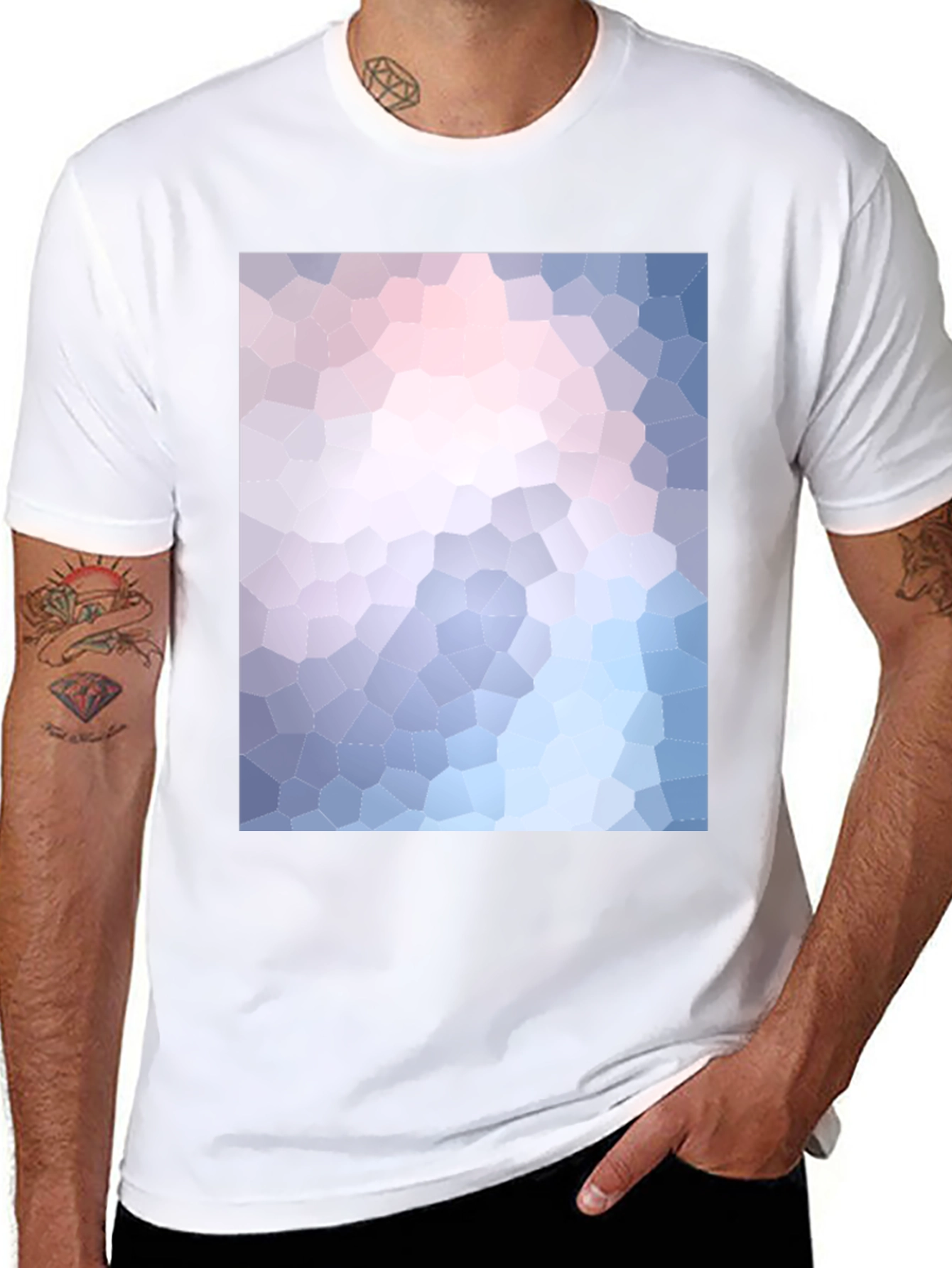 Abstract Mosaic Print Black T-Shirt