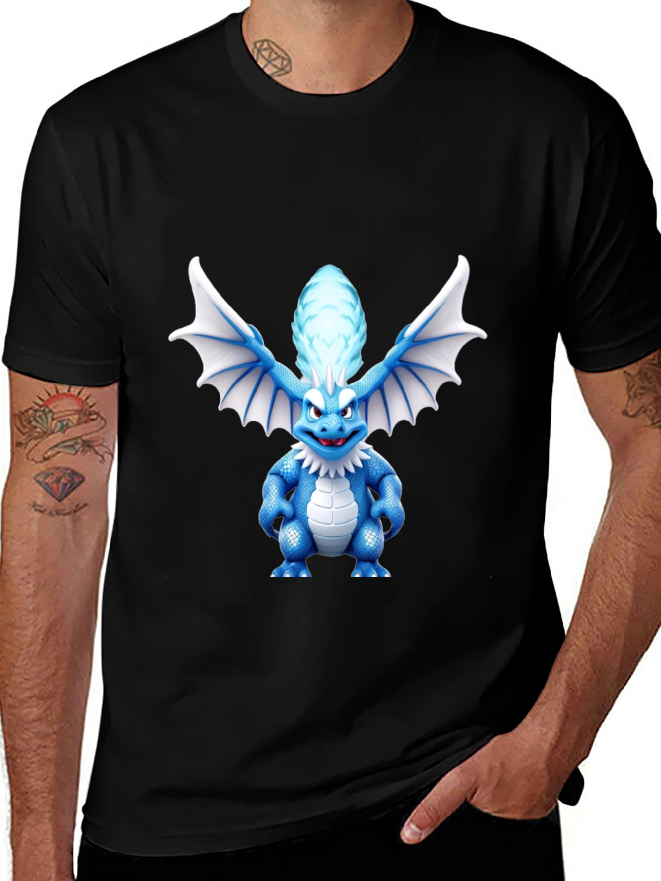 Dragon Cartoon Graphic Tee - Black Unisex Shirt