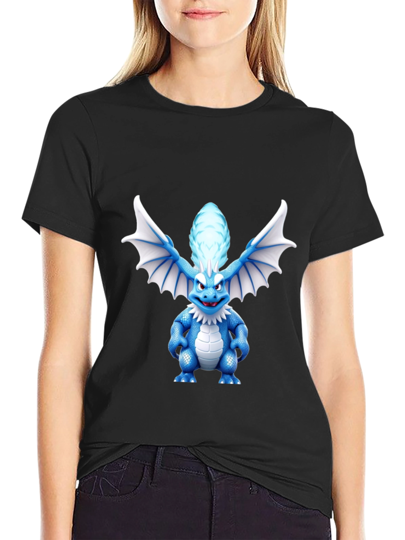 Dragon Cartoon Graphic Tee - Black Unisex Shirt
