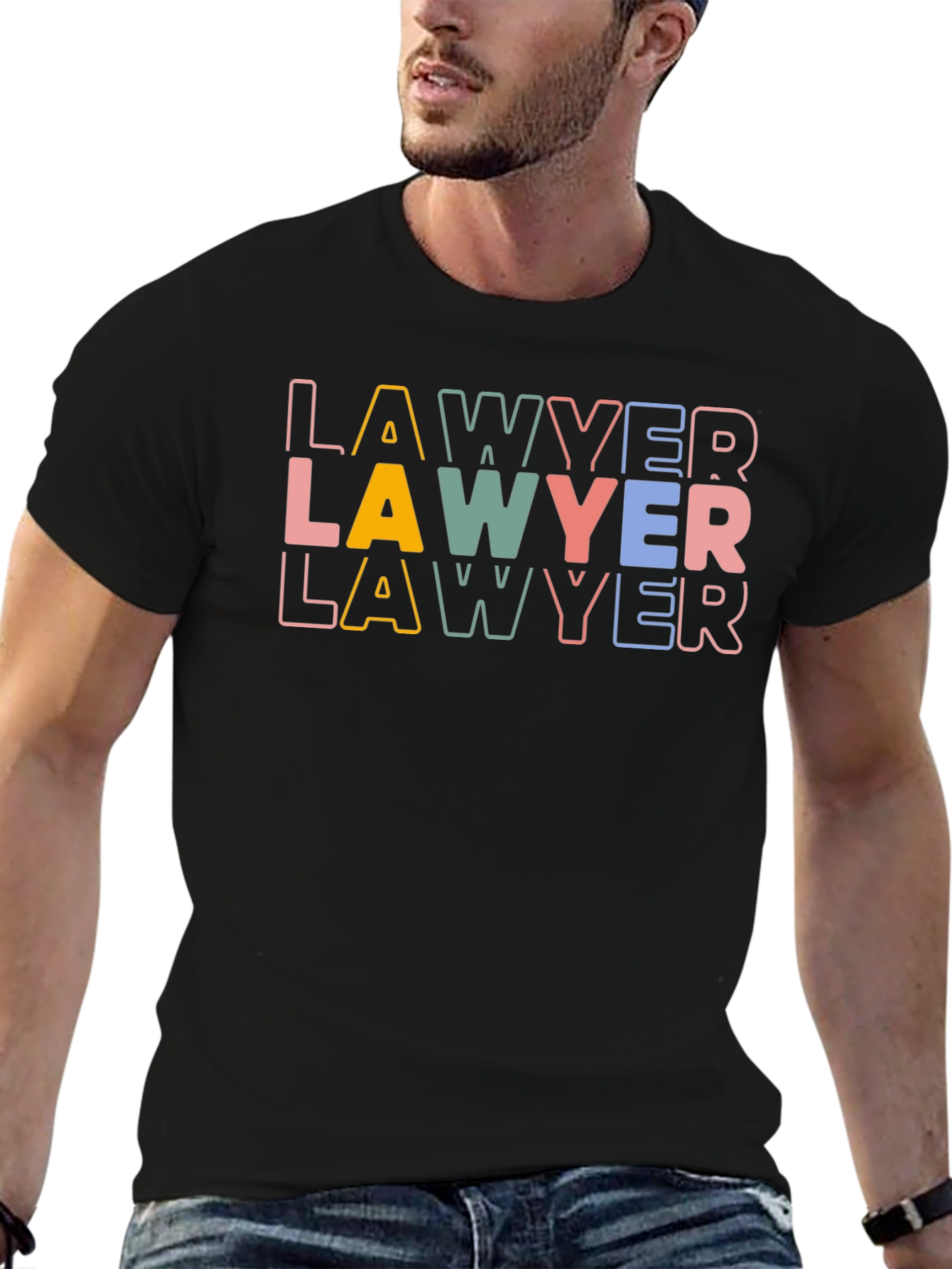 Lawyer Retro Graphic Tee - Black Cotton T-Shirt