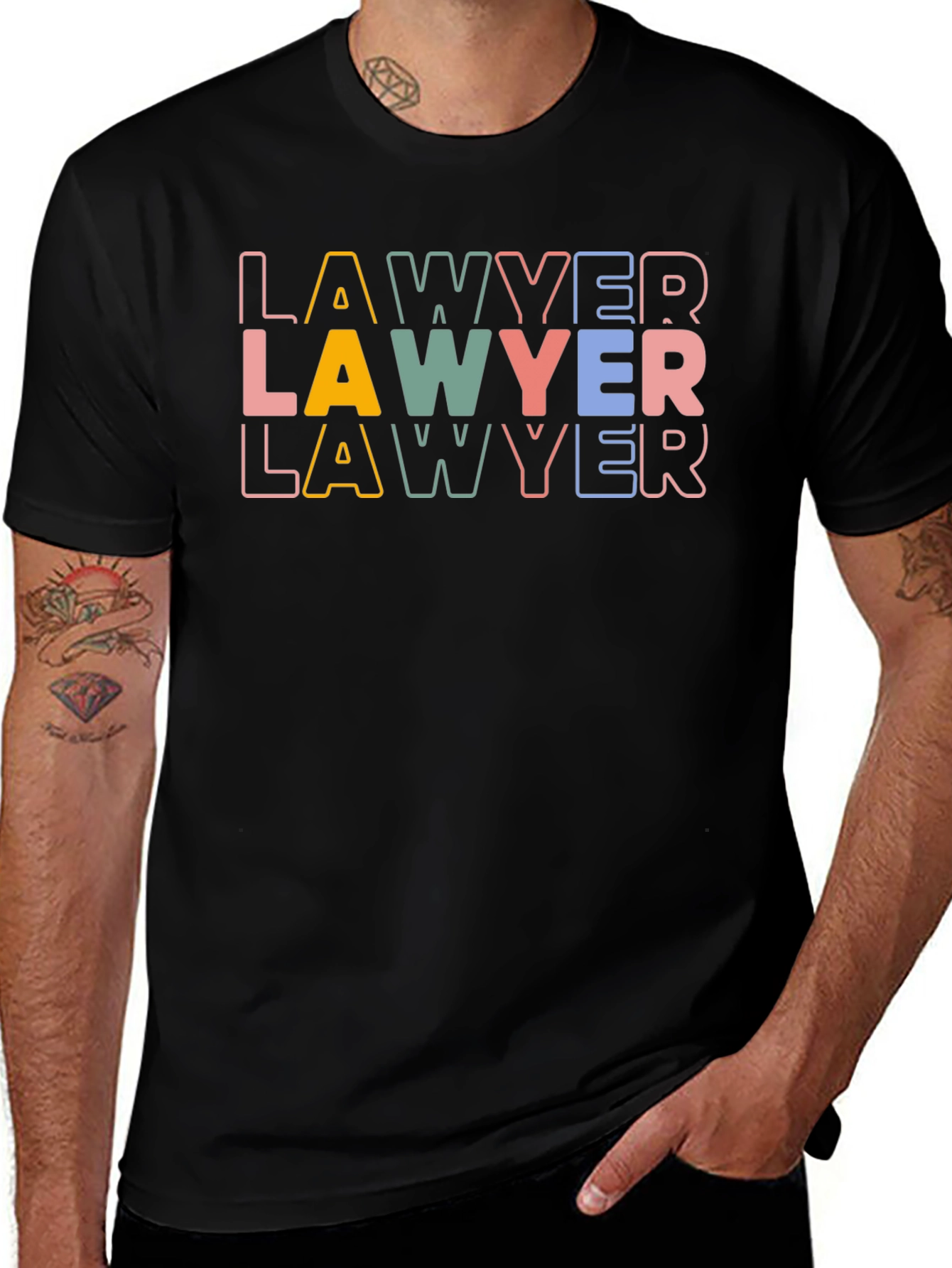 Lawyer Retro Graphic Tee - Black Cotton T-Shirt