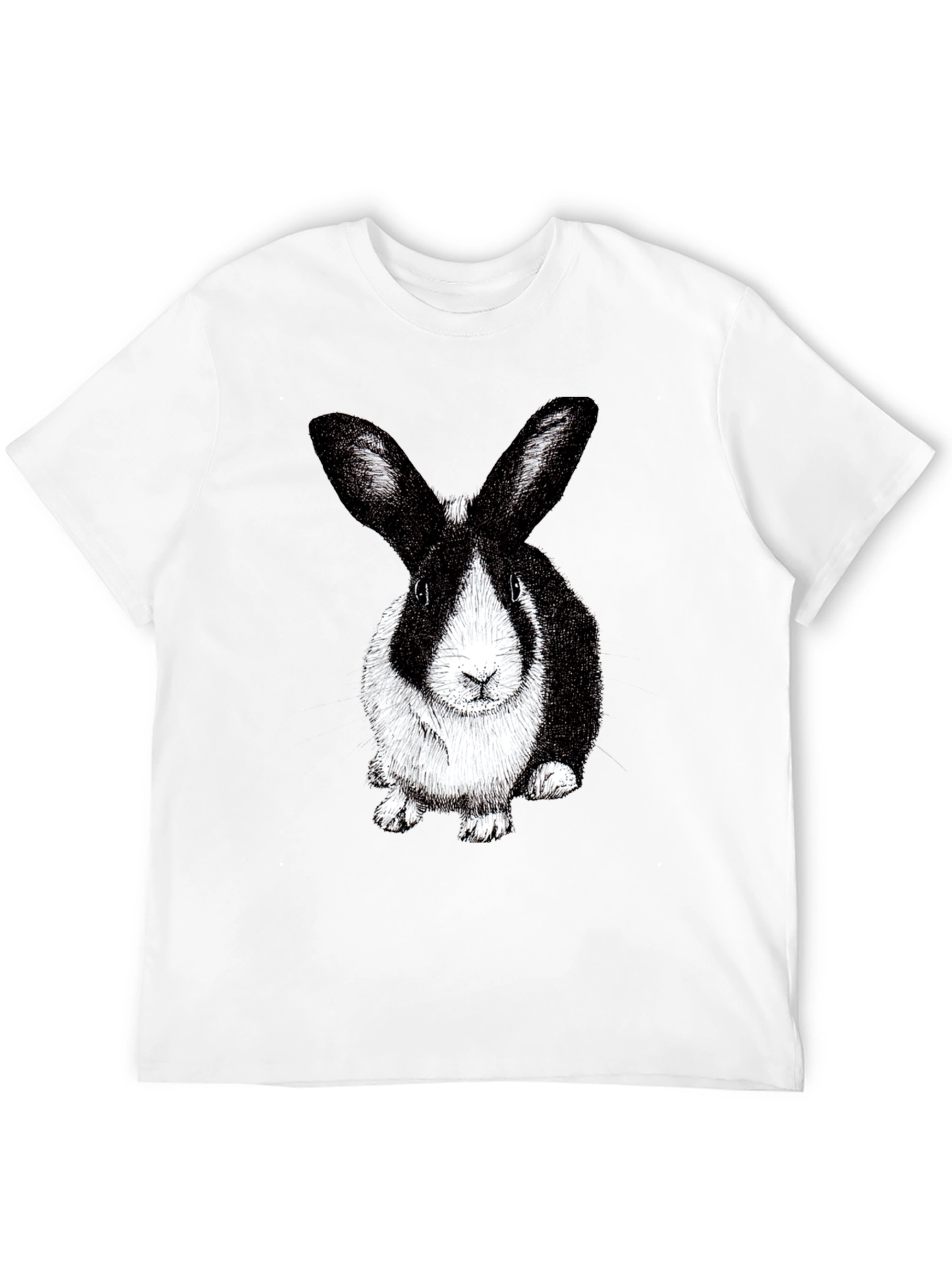 Rabbit Graphic Tee - Black Cotton Blend T-Shirt