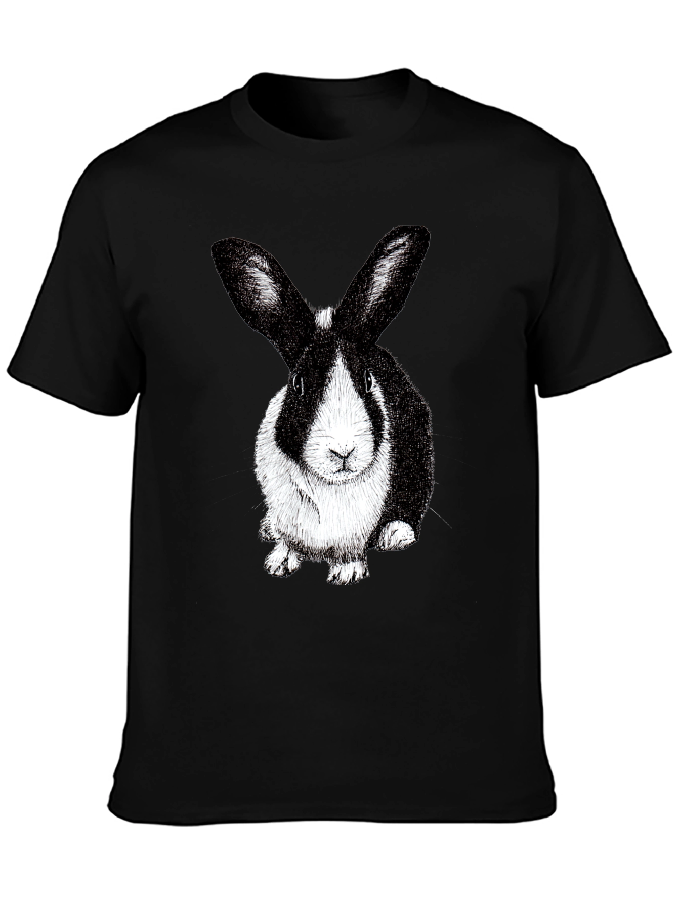 Rabbit Graphic Tee - Black Cotton Blend T-Shirt