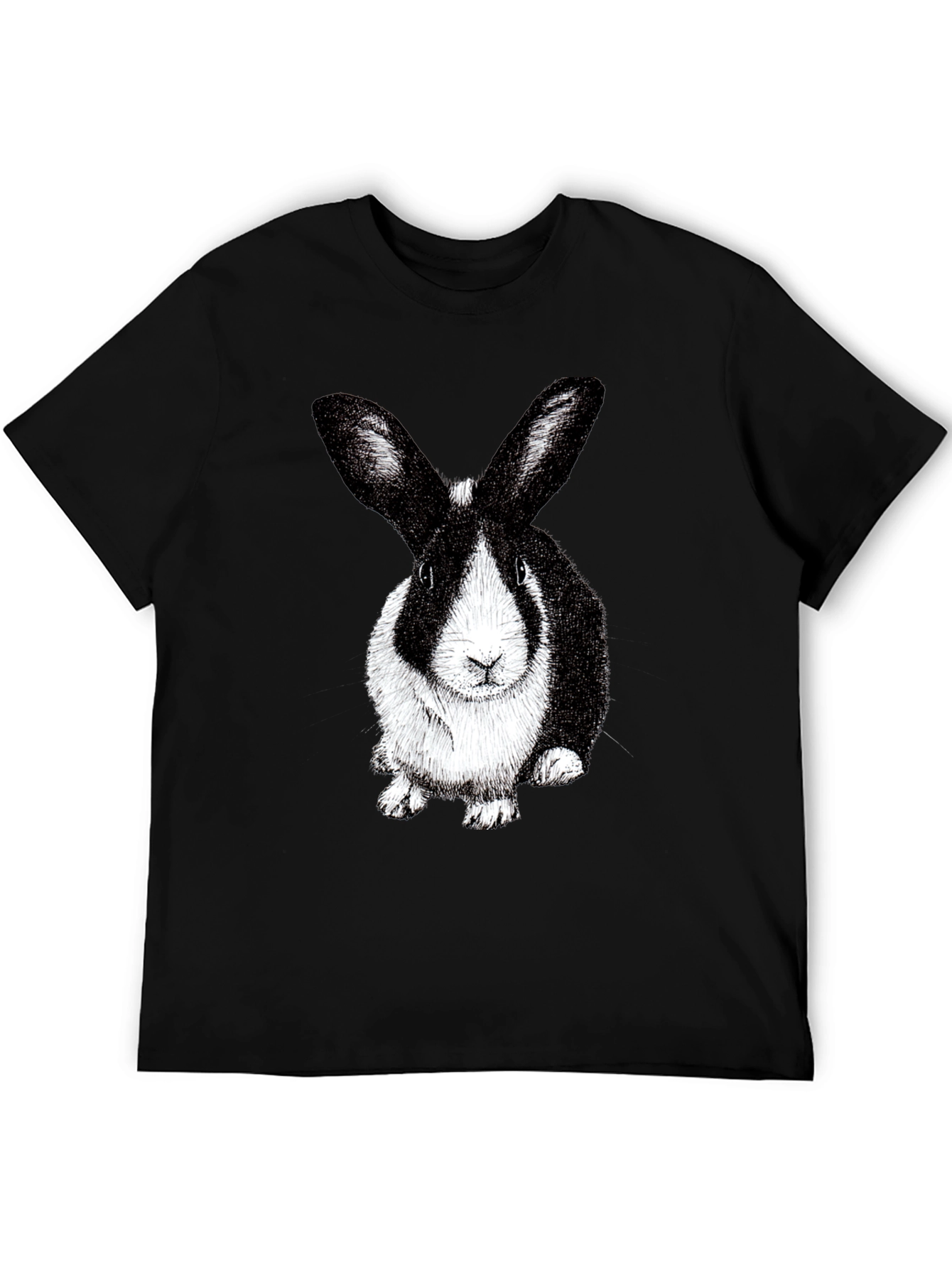 Rabbit Graphic Tee - Black Cotton Blend T-Shirt