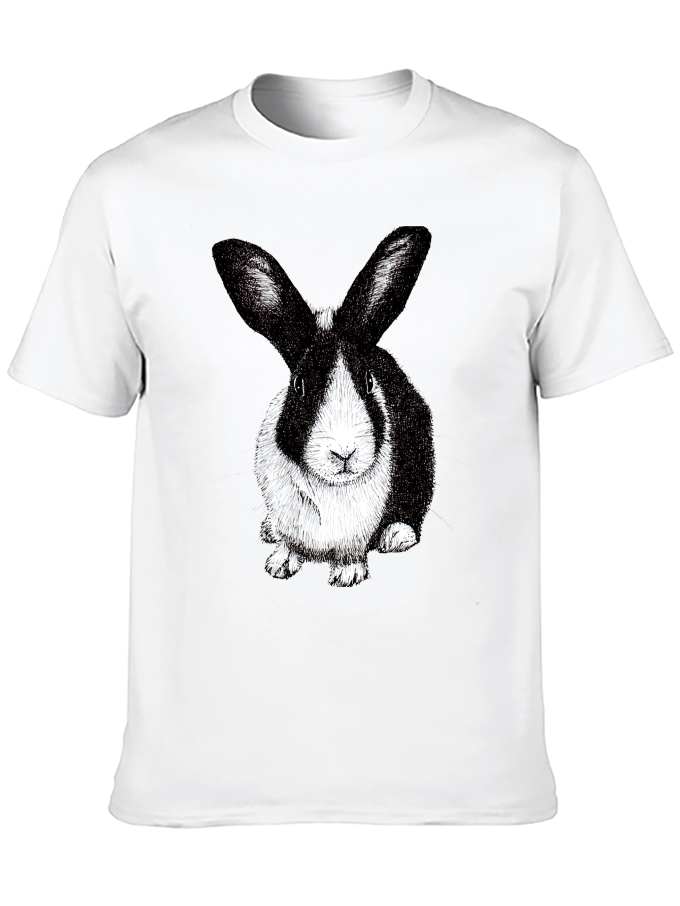 Rabbit Graphic Tee - Black Cotton Blend T-Shirt