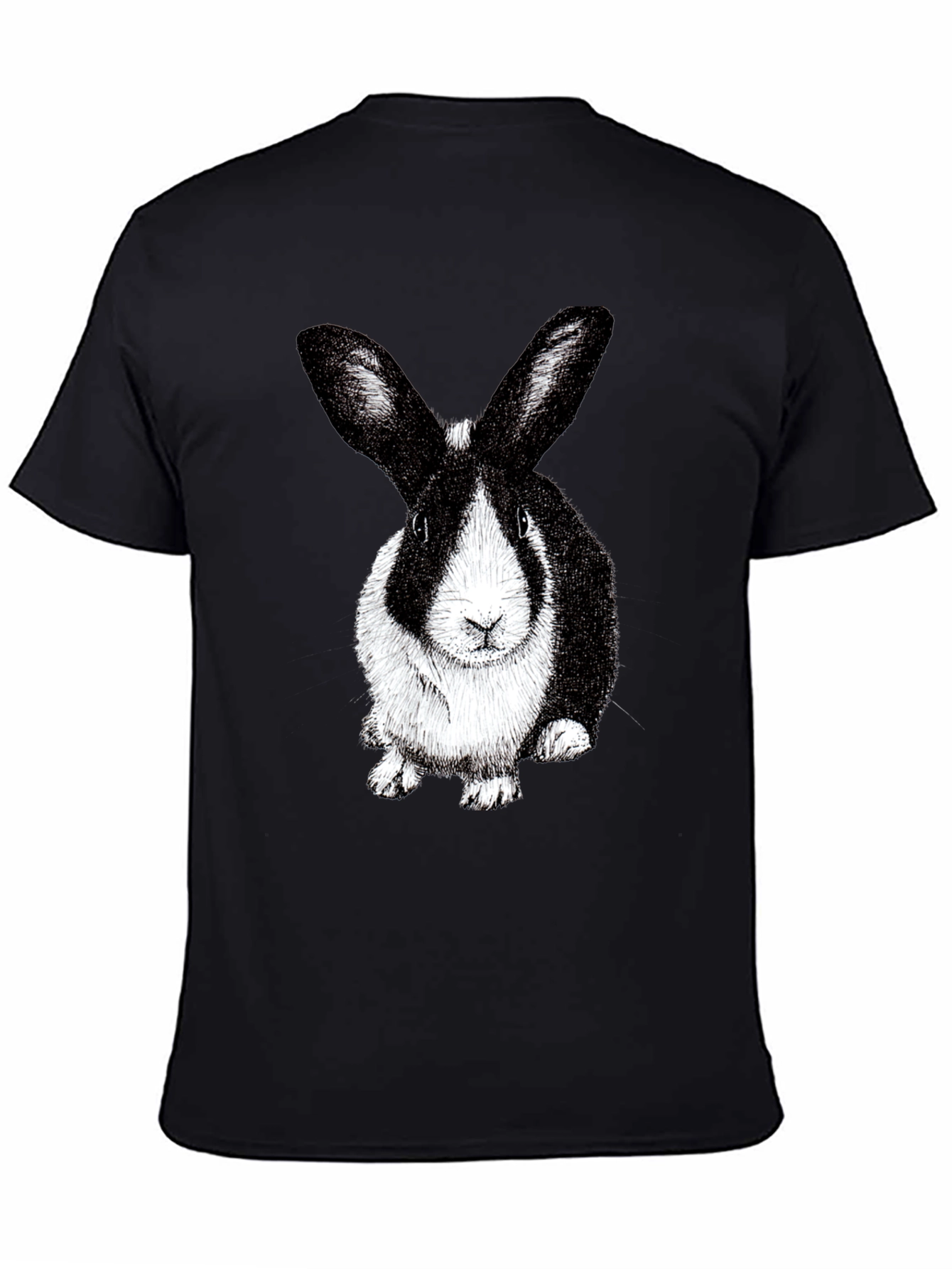 Rabbit Graphic Tee - Black Cotton Blend T-Shirt