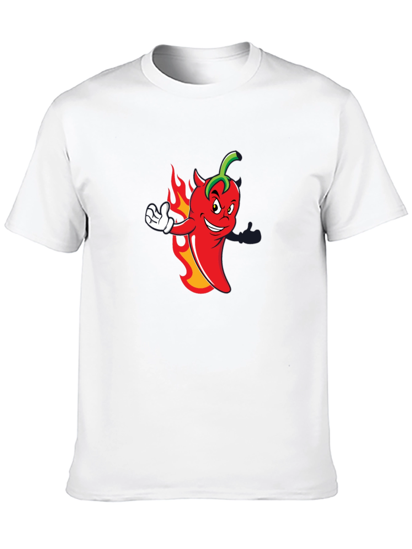 Spicy Chili Pepper Cartoon Graphic Black T-Shirt