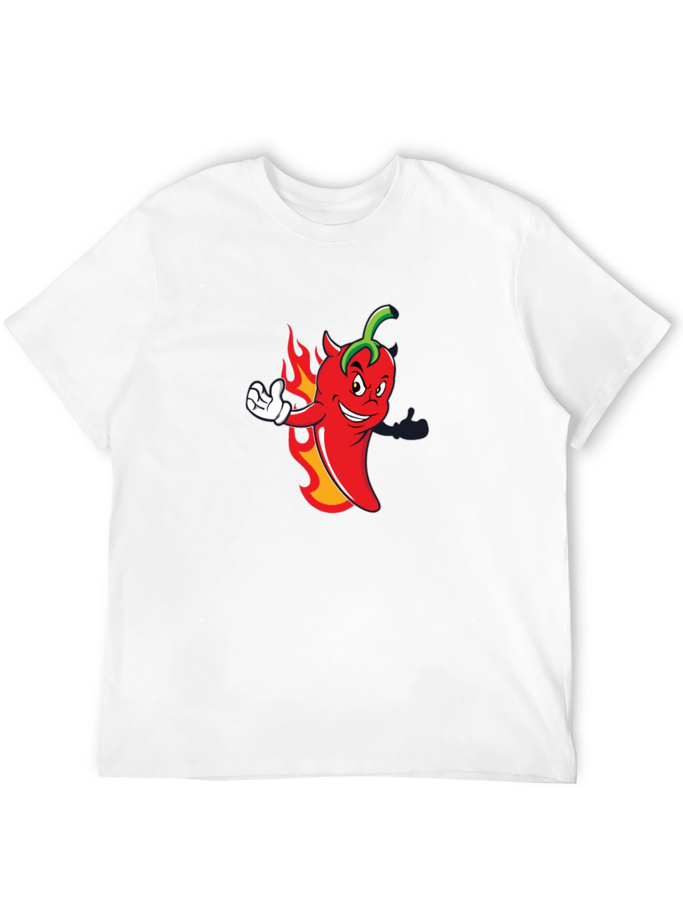 Spicy Chili Pepper Cartoon Graphic Black T-Shirt