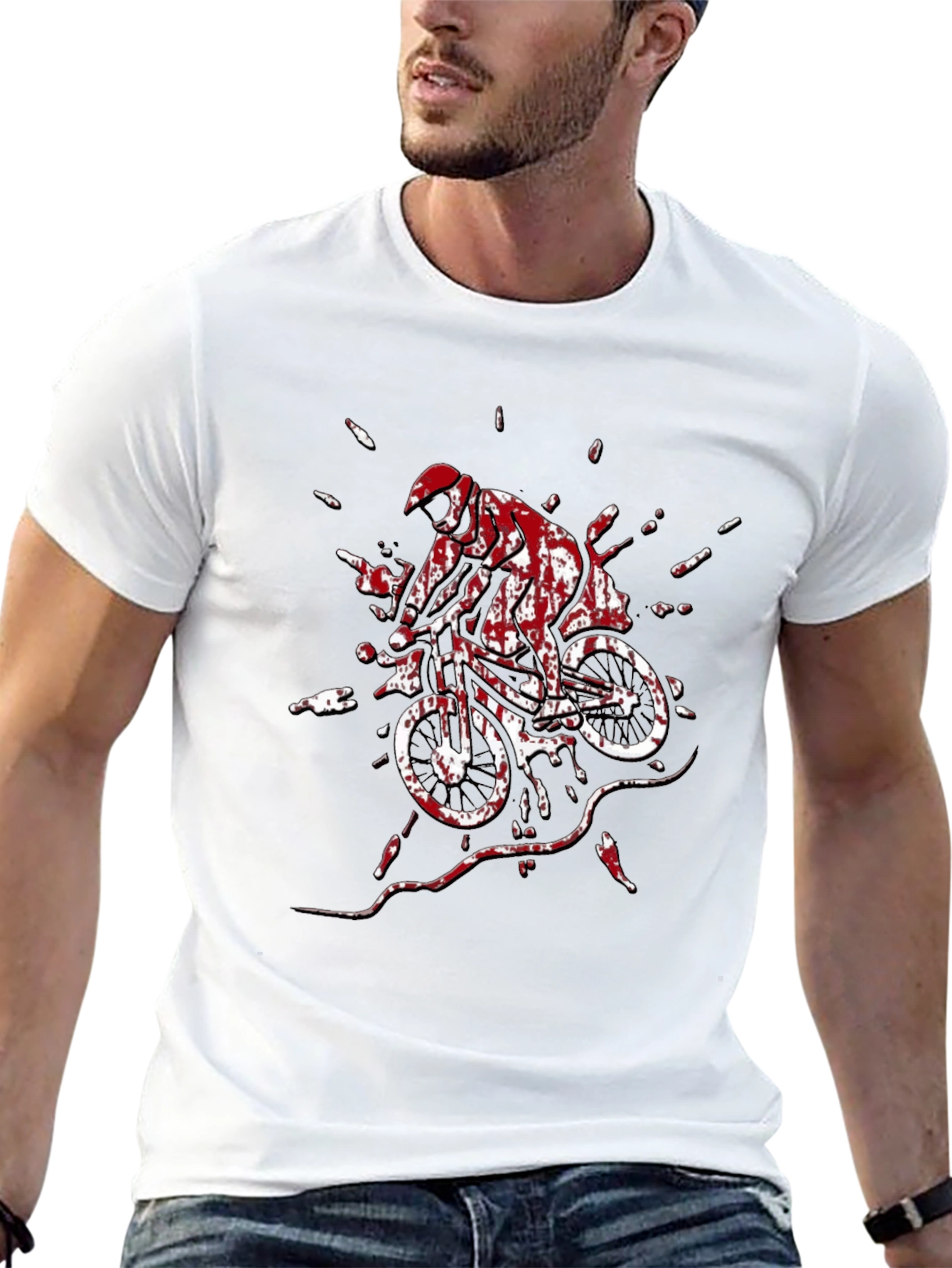 Mountain Biker Graphic Tee - Black Cotton T-Shirt
