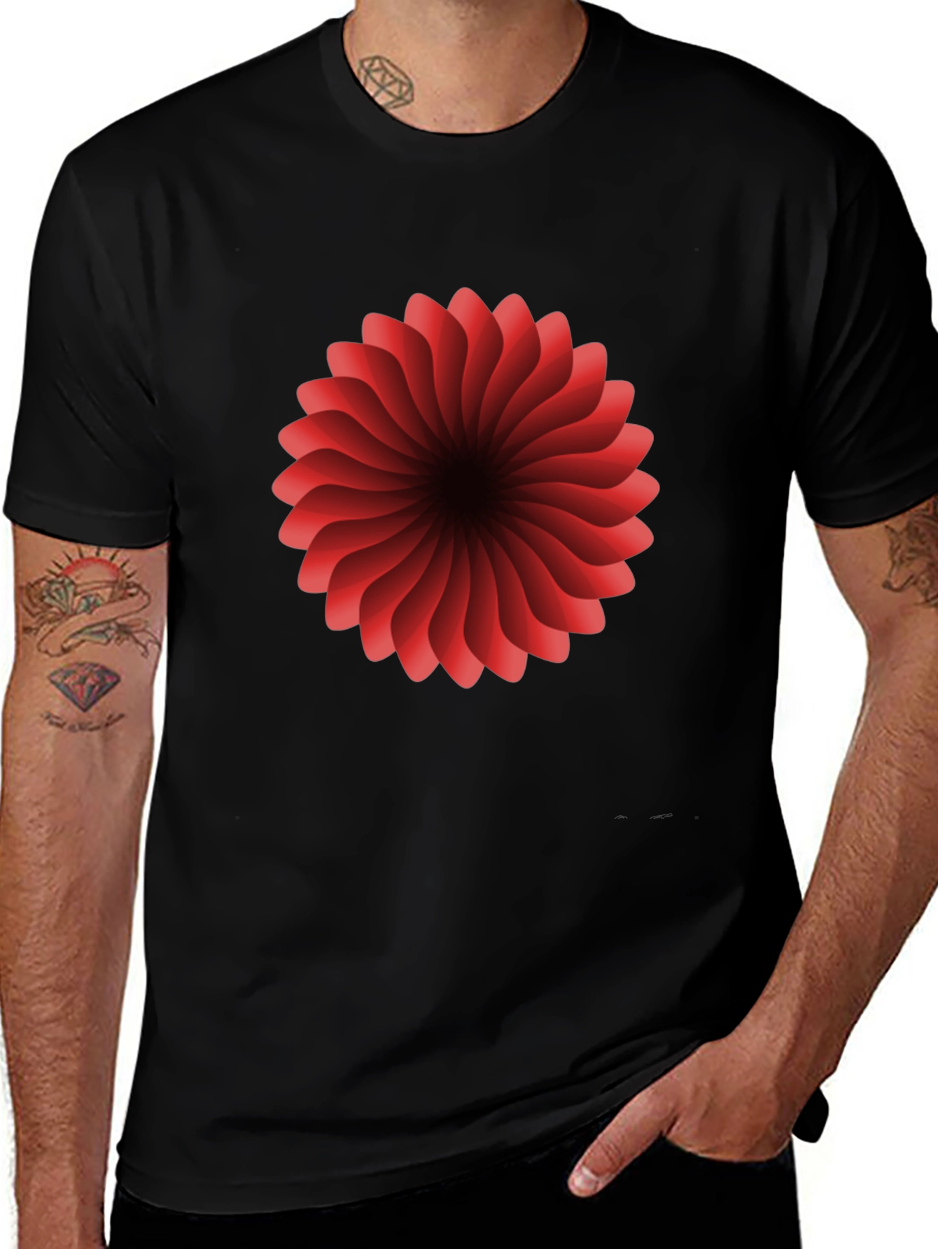 Red Floral Burst Graphic T-Shirt - Modern Design