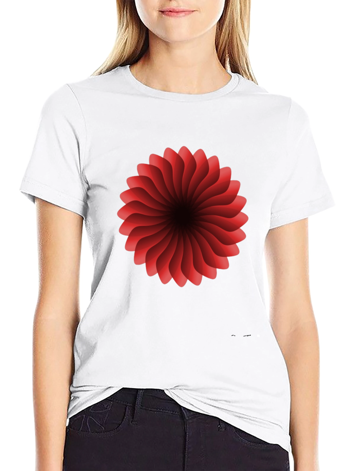 Red Floral Burst Graphic T-Shirt - Modern Design