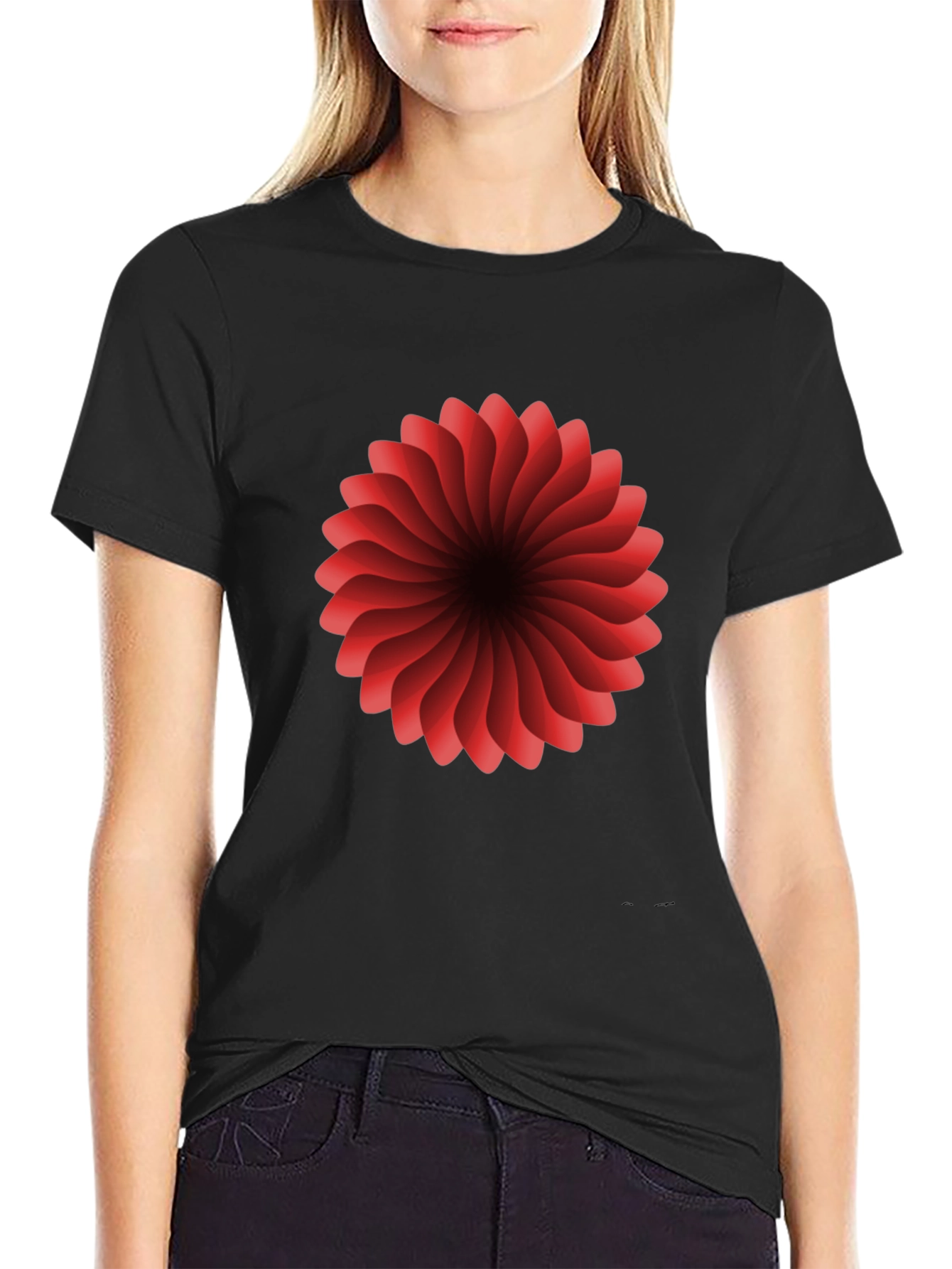 Red Floral Burst Graphic T-Shirt - Modern Design
