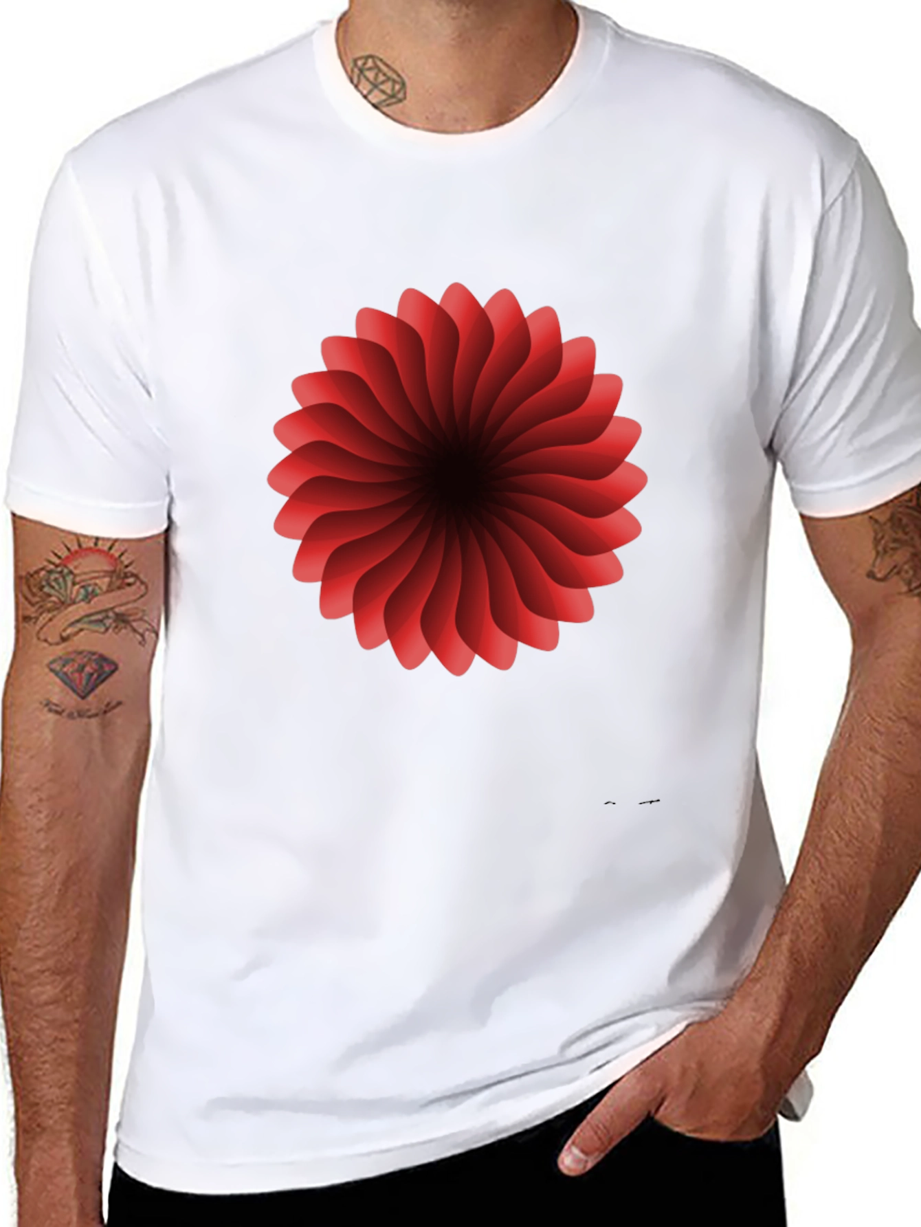 Red Floral Burst Graphic T-Shirt - Modern Design