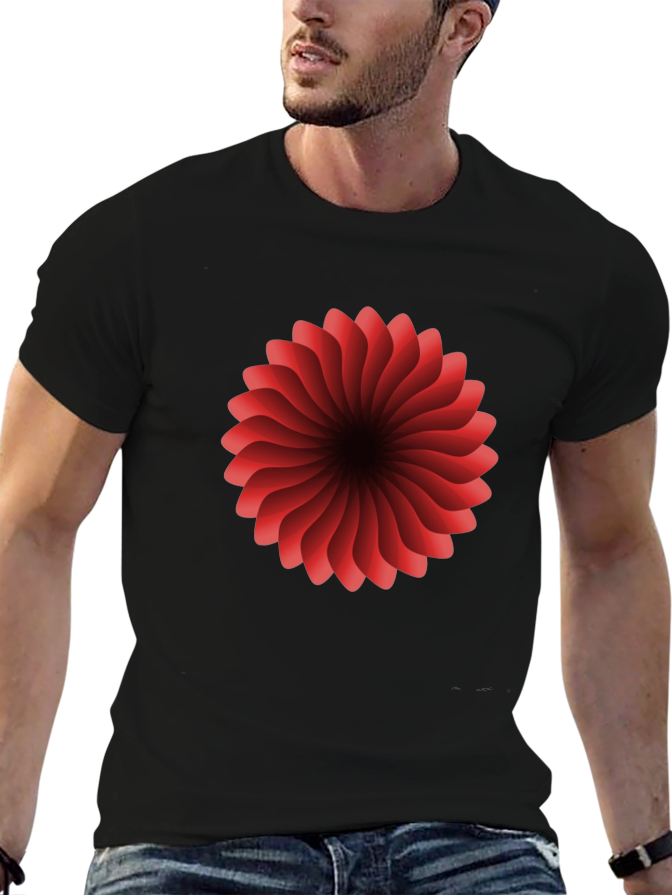 Red Floral Burst Graphic T-Shirt - Modern Design