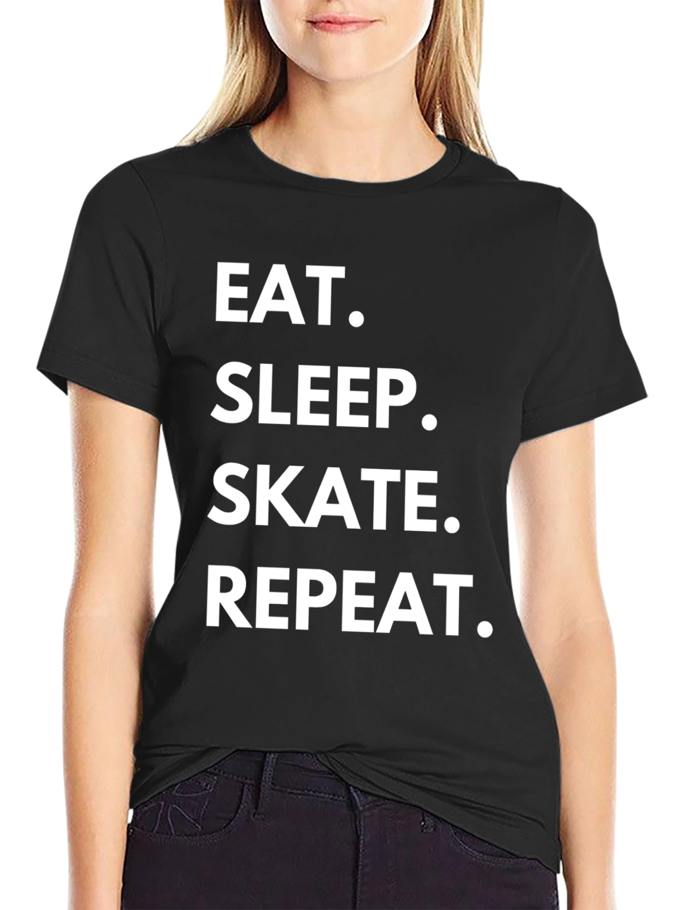 Eat Sleep Skate Repeat Black T-Shirt