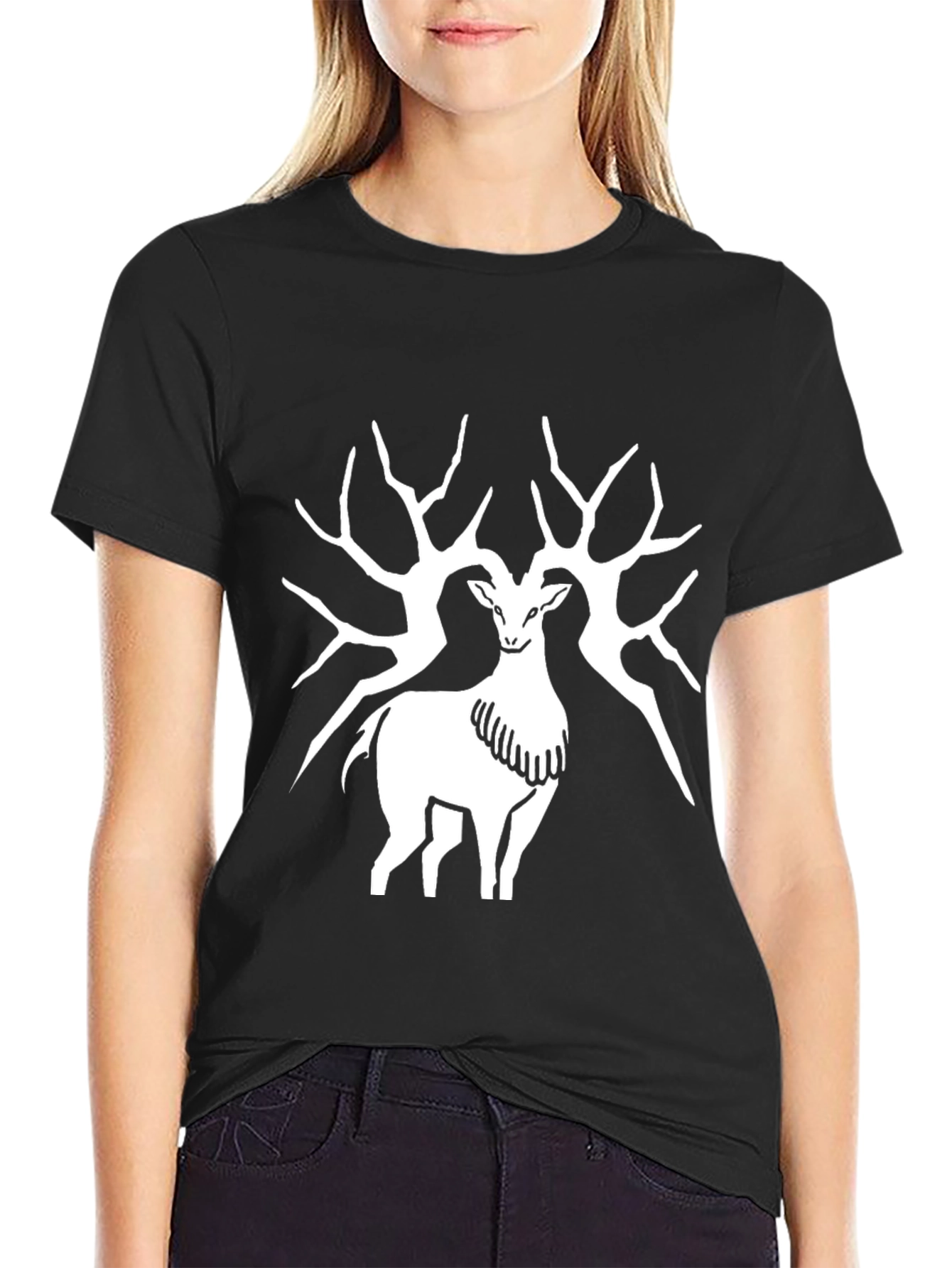Deer Antler Graphic T-Shirt - Black