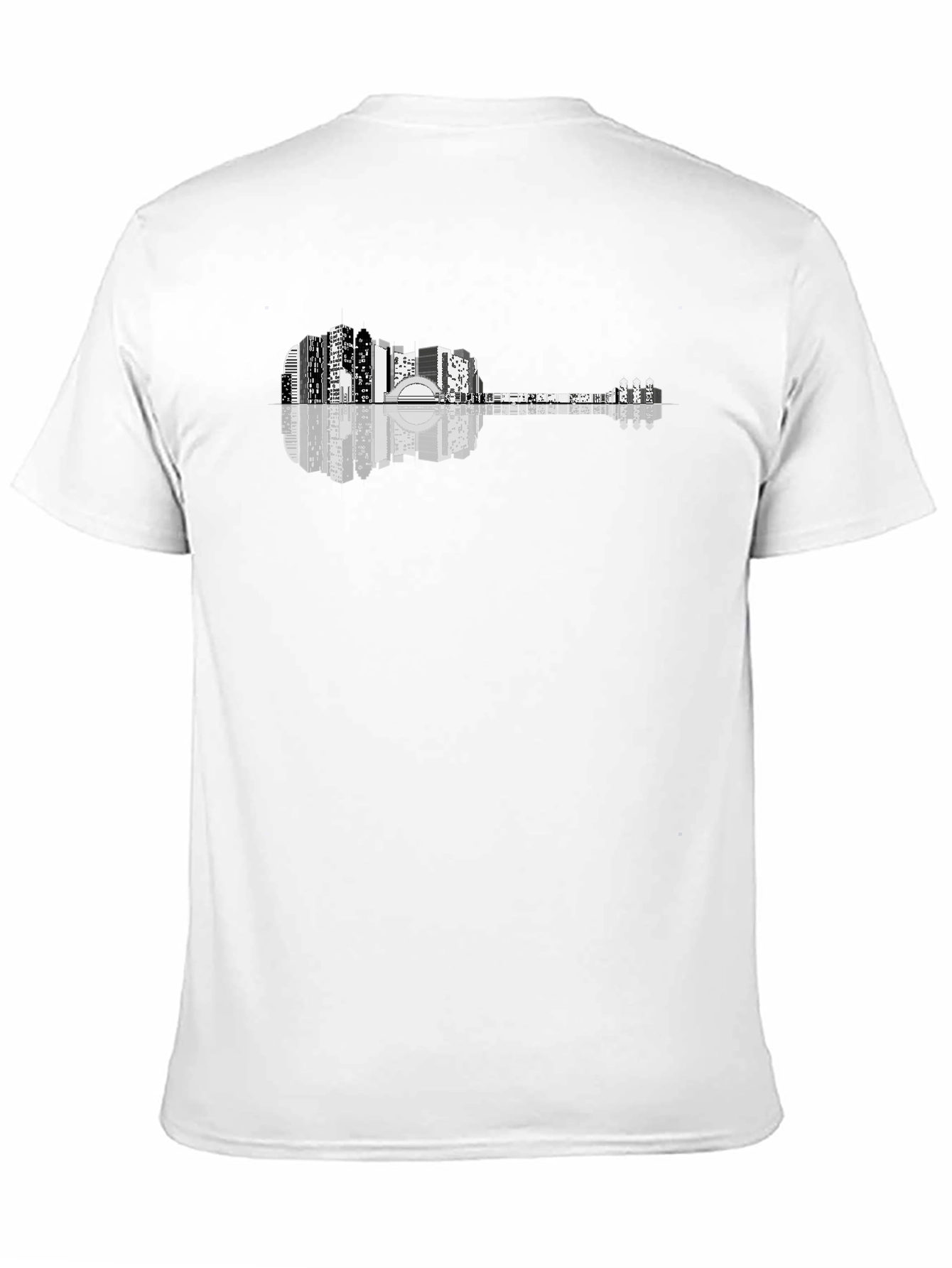 Cityscape Guitar Graphic T-Shirt - Mens Black Tee