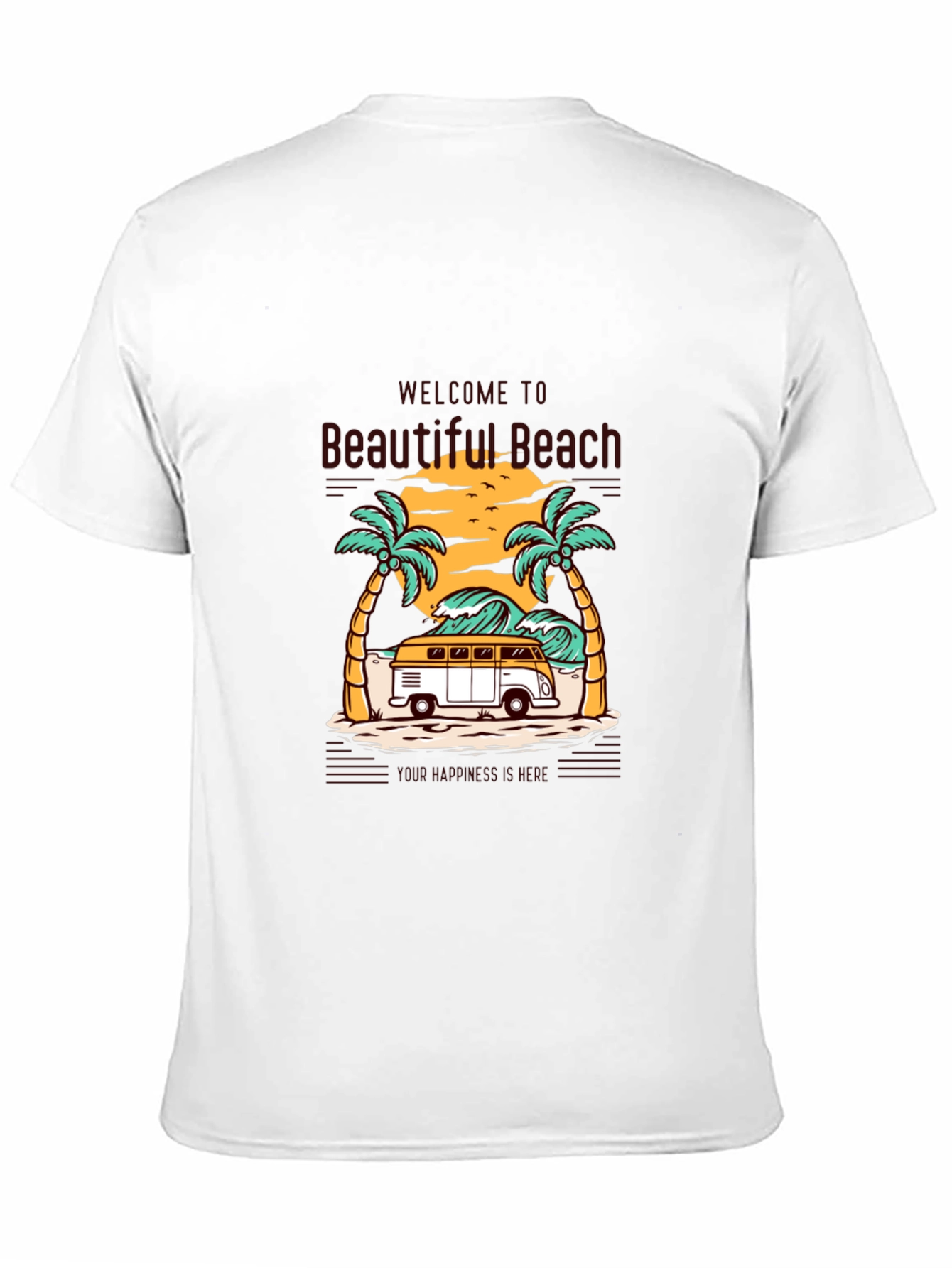 Beautiful Beach Graphic Tee - Surfing Van Summer Vibes