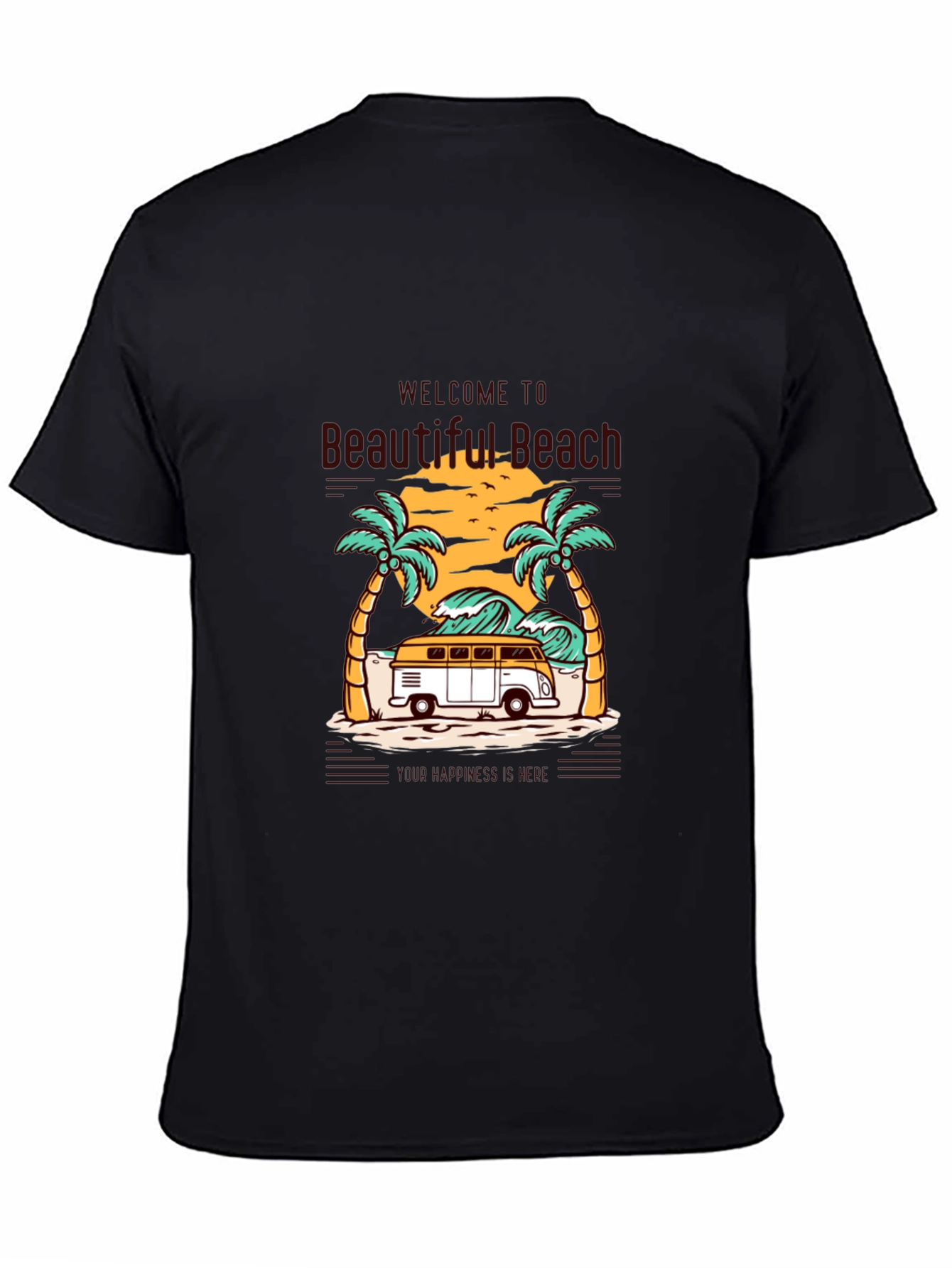 Beautiful Beach Graphic Tee - Surfing Van Summer Vibes