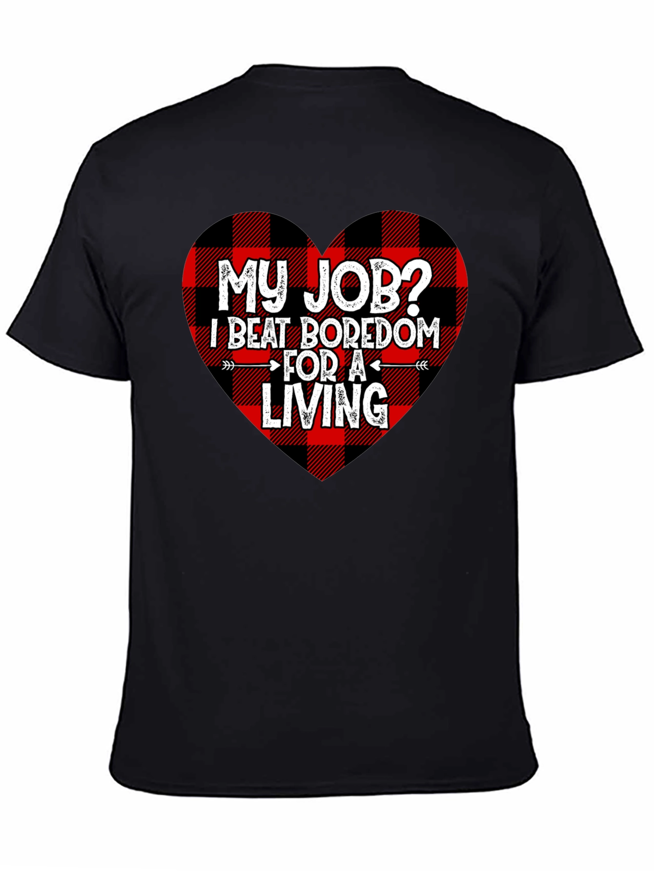 Beat Boredom T-Shirt - Buffalo Plaid Heart