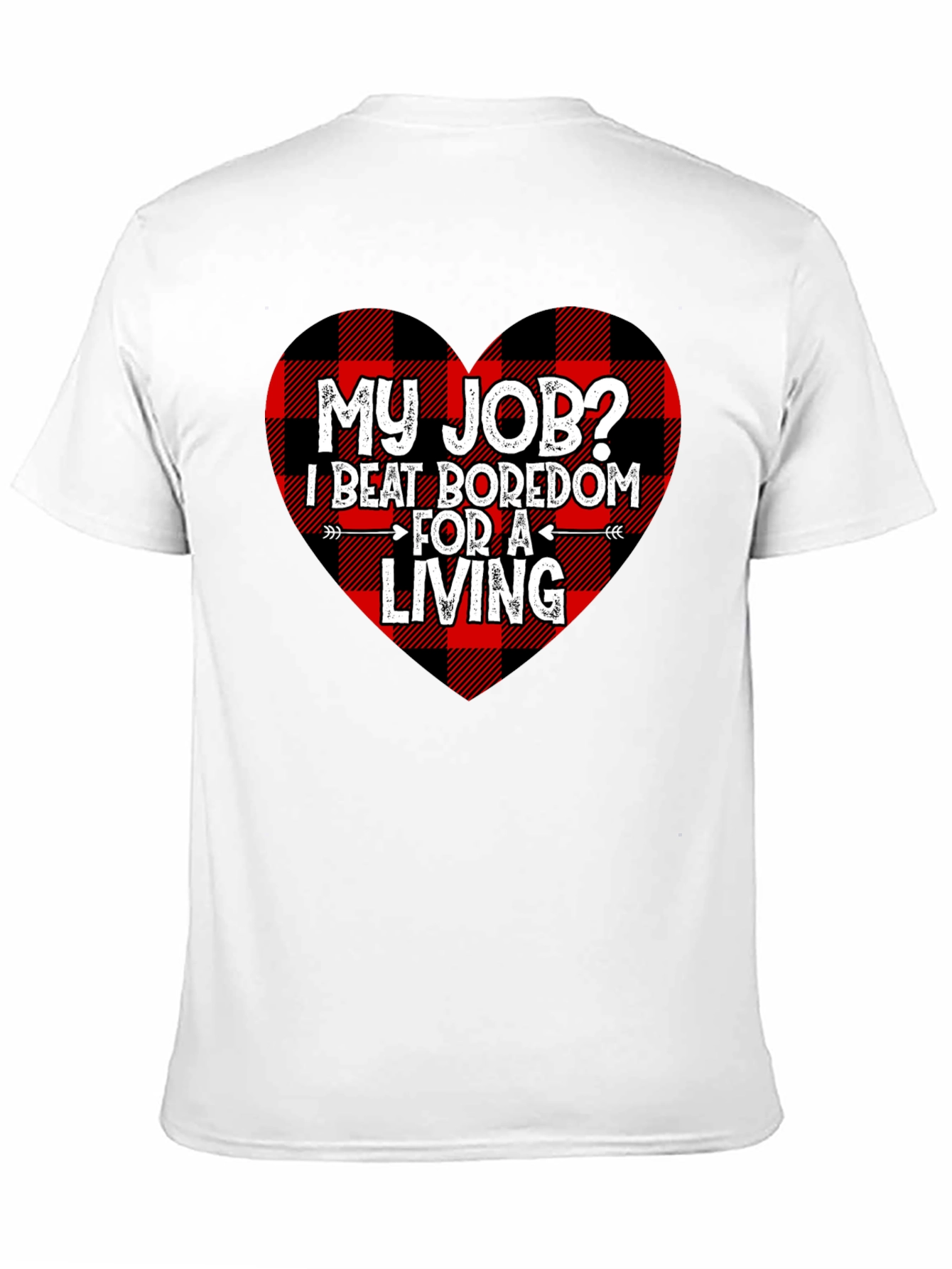 Beat Boredom T-Shirt - Buffalo Plaid Heart