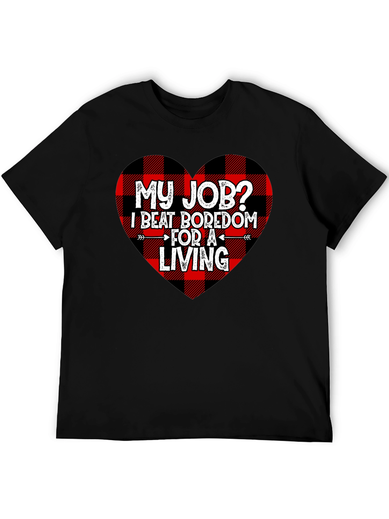 Beat Boredom T-Shirt - Buffalo Plaid Heart