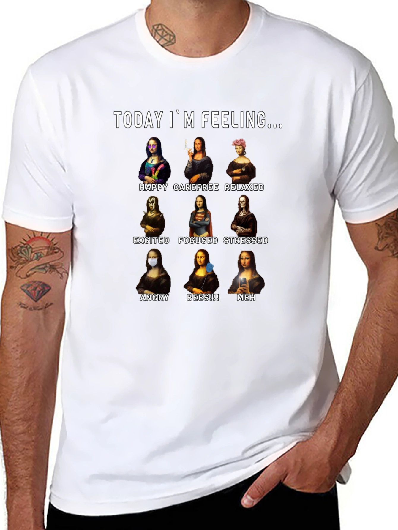 Today Im Feeling... Mona Lisa Funny Black T-Shirt