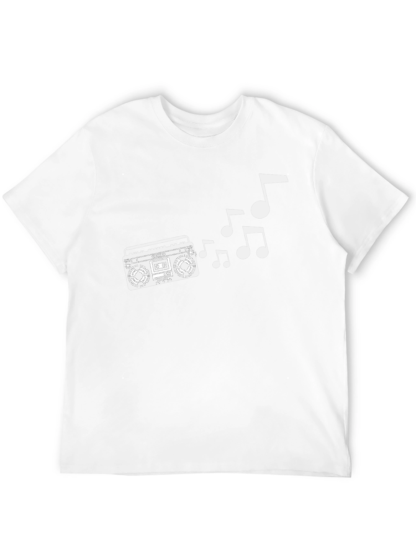 Retro Boombox & Music Notes Black T-Shirt