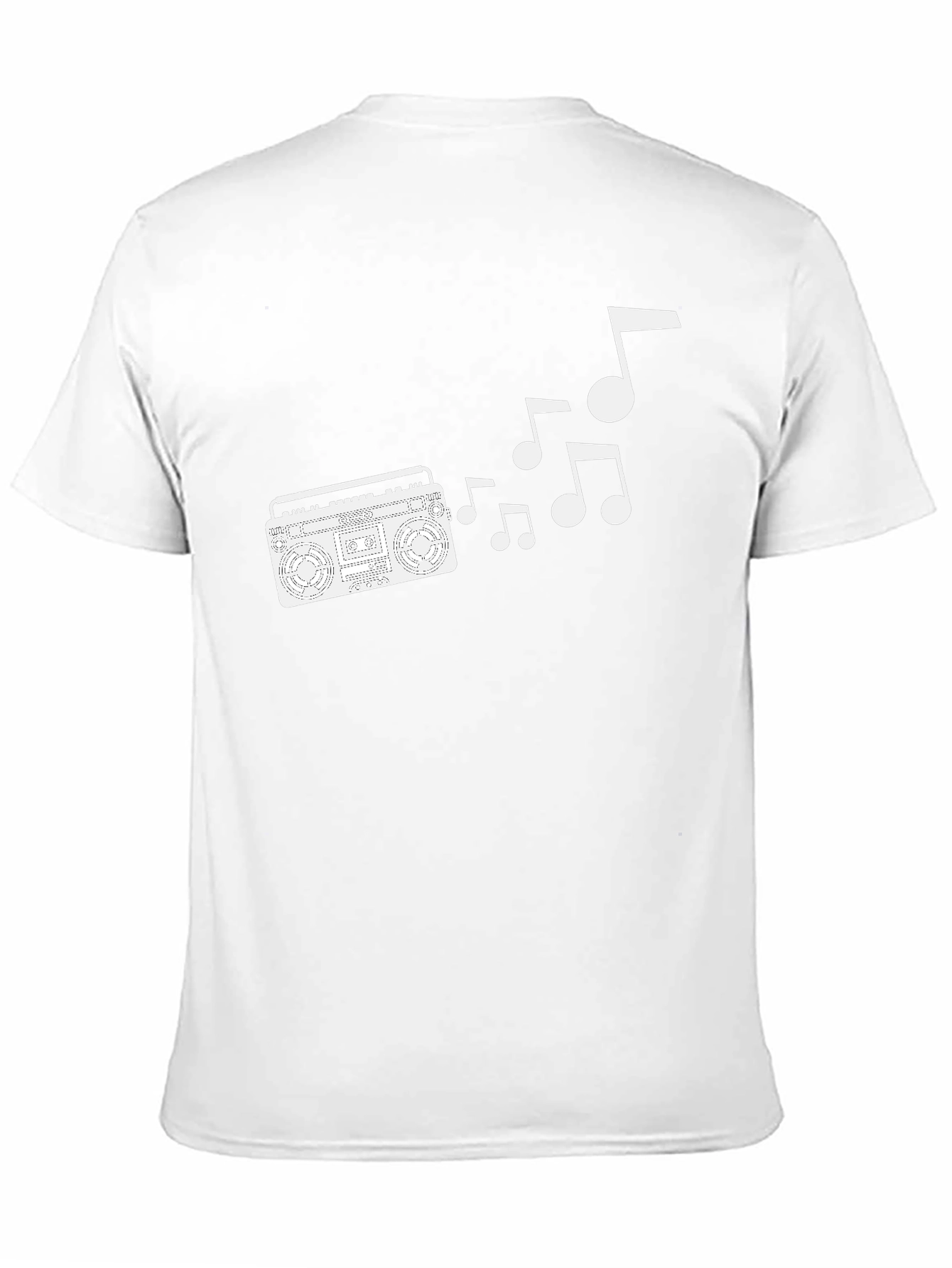 Retro Boombox & Music Notes Black T-Shirt