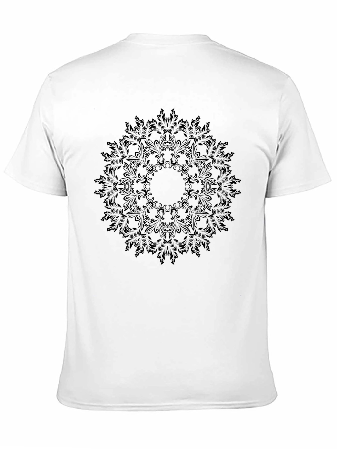 Mens Black Floral Mandala Graphic T-Shirt